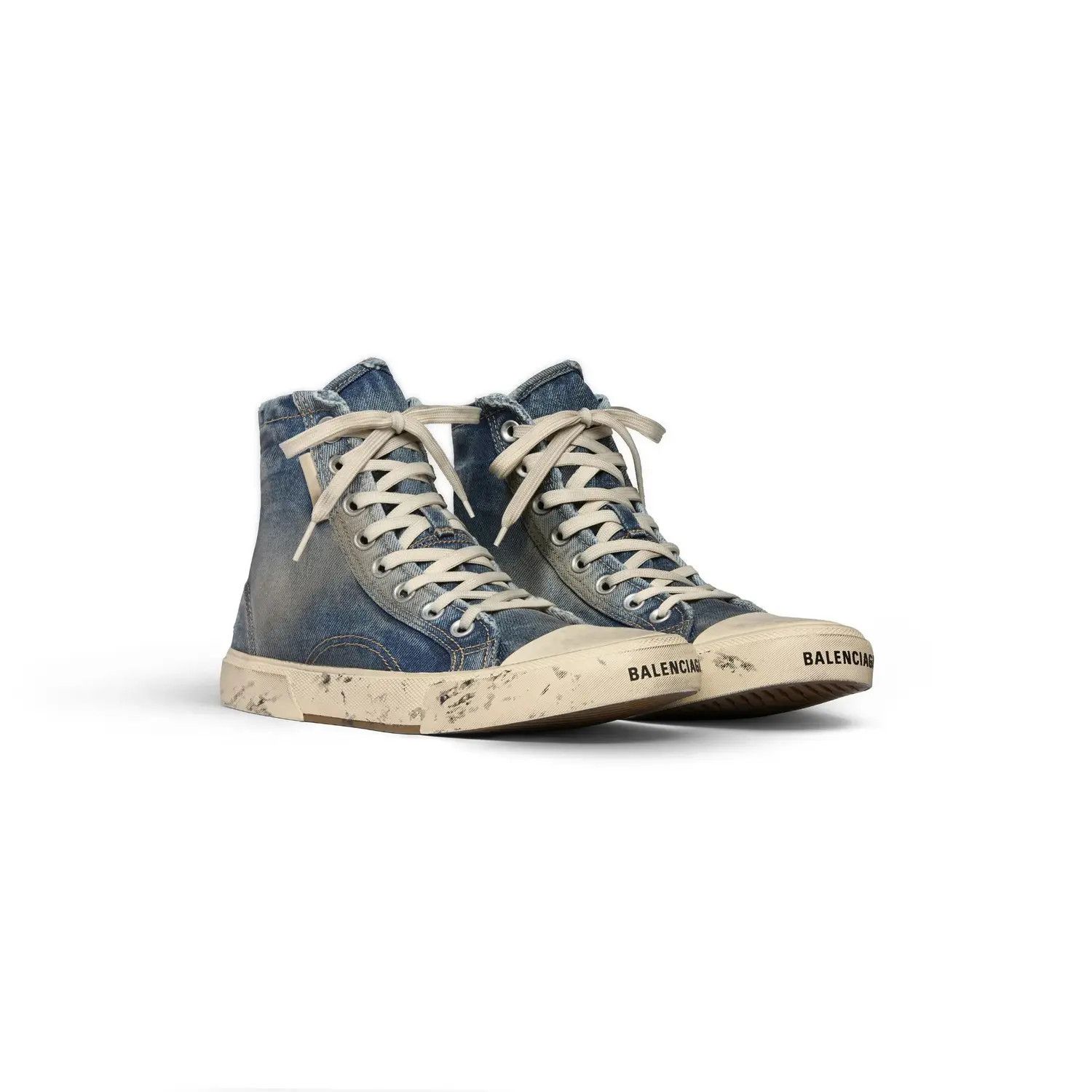 Balenciaga o1s1wg110525 Paris High Top Sneakers in Blue Size US 6 / EU 39 - 2 Thumbnail