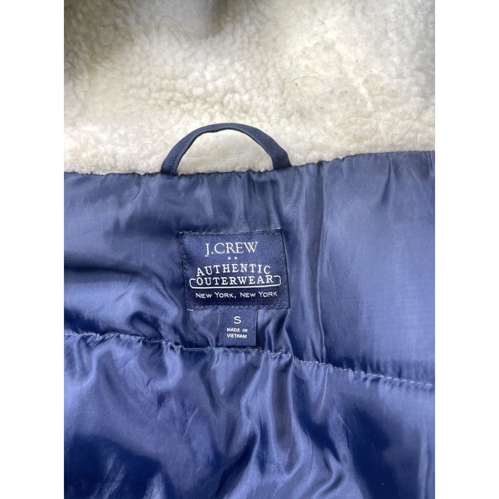 J.Crew J. Crew Parka Jacket Navy Blue Mens Small Hooded Water Resistant Zipper Button Pockets Full Zip Sherpa Lined Winter Coat Size US S / EU 44-46 / 1 - 2 Thumbnail