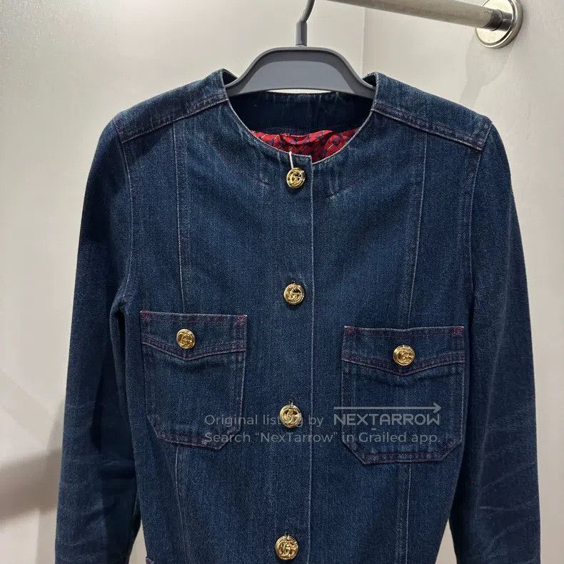 Gucci Gucci Double G gold buckle four-pocket denim jacket Size XS / US 0-2 / IT 36-38 - 6 Thumbnail
