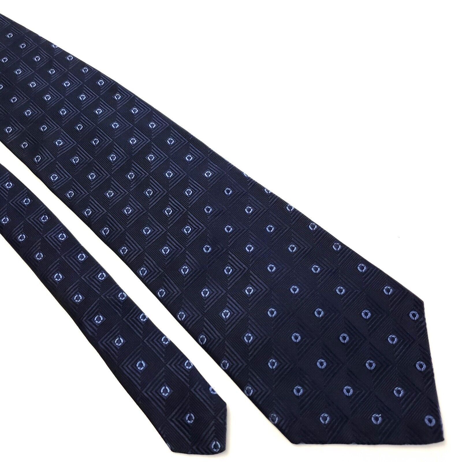 Nautica Nautica Blue Woven Geometric Wide Silk Tie Size ONE SIZE - 1 Thumbnail