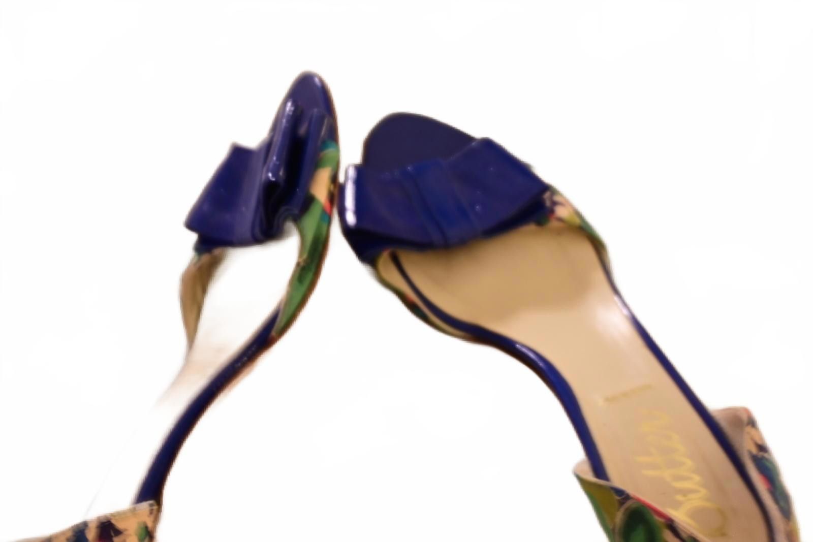 Other Butter Floral Print Open Toe Heel Sandals Blue Bow Accent 8 Size US 8 / IT 38 - 6 Thumbnail