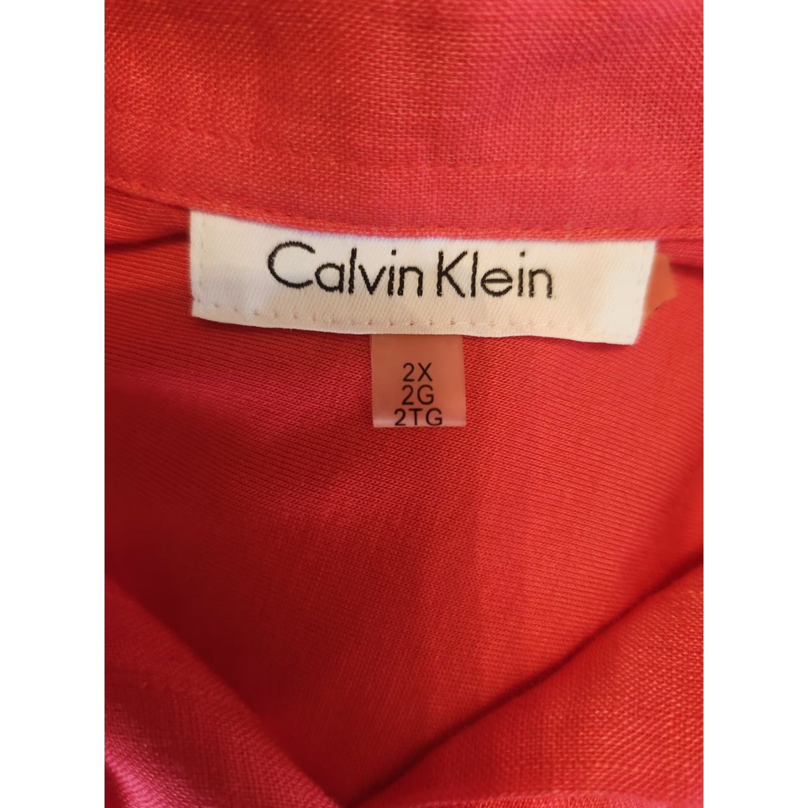 Calvin Klein Calvin Klein Womens Red Roll Tab Sleeve High Low Tunic Top Shirt 2X Plus Size XXL / US 16-18 / IT 52-54 - 6 Thumbnail
