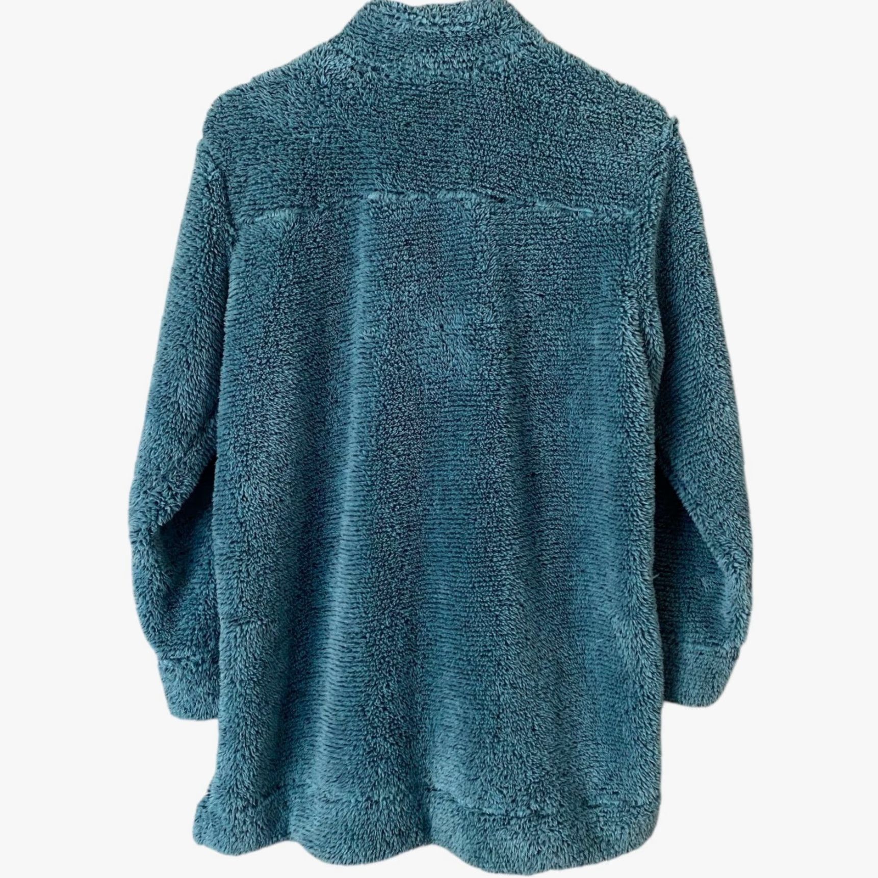 Soft Surroundings Soft Surroundings Faux Sherpa Plush Teddy 1/4 Zip Pullover Women's S Teal Blue Jacket Casual Outdoor Workwear Size S / US 4 / IT 40 - 4 Thumbnail
