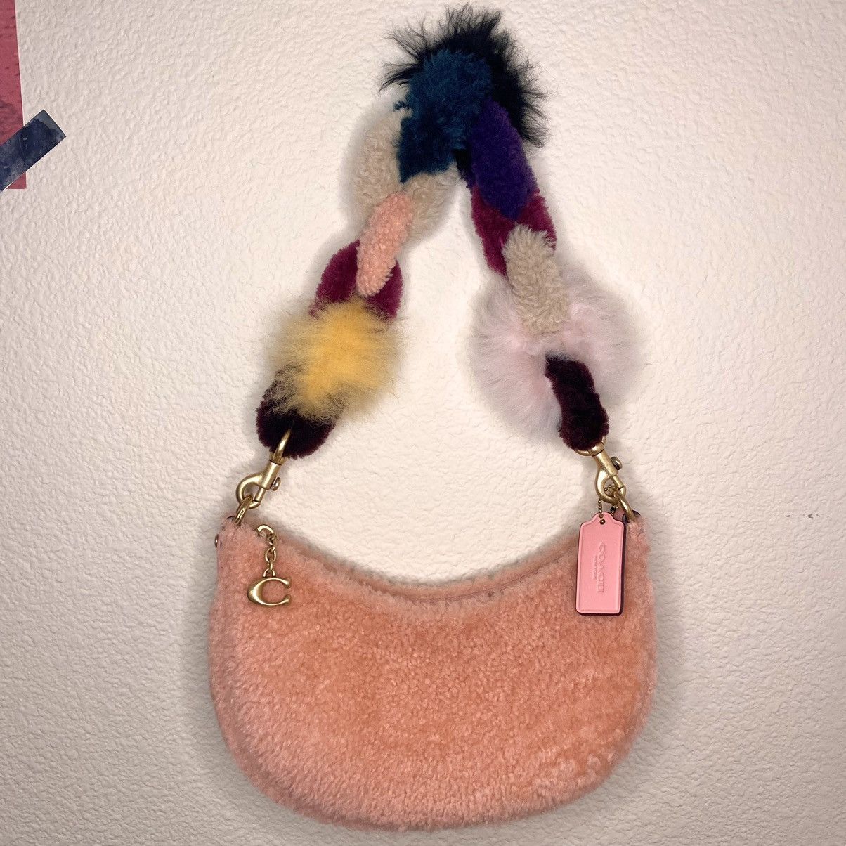 Coach Coach pink/multicolor shearling crescent bag Size ONE SIZE - 1 Thumbnail