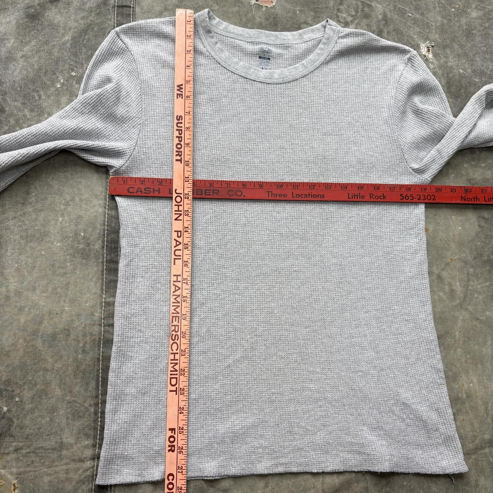 Fruit Of The Loom Vintage Y2K Gray Grunge Skater Thermal Waffle Knit Shirt Size US L / EU 52-54 / 3 - 3 Thumbnail