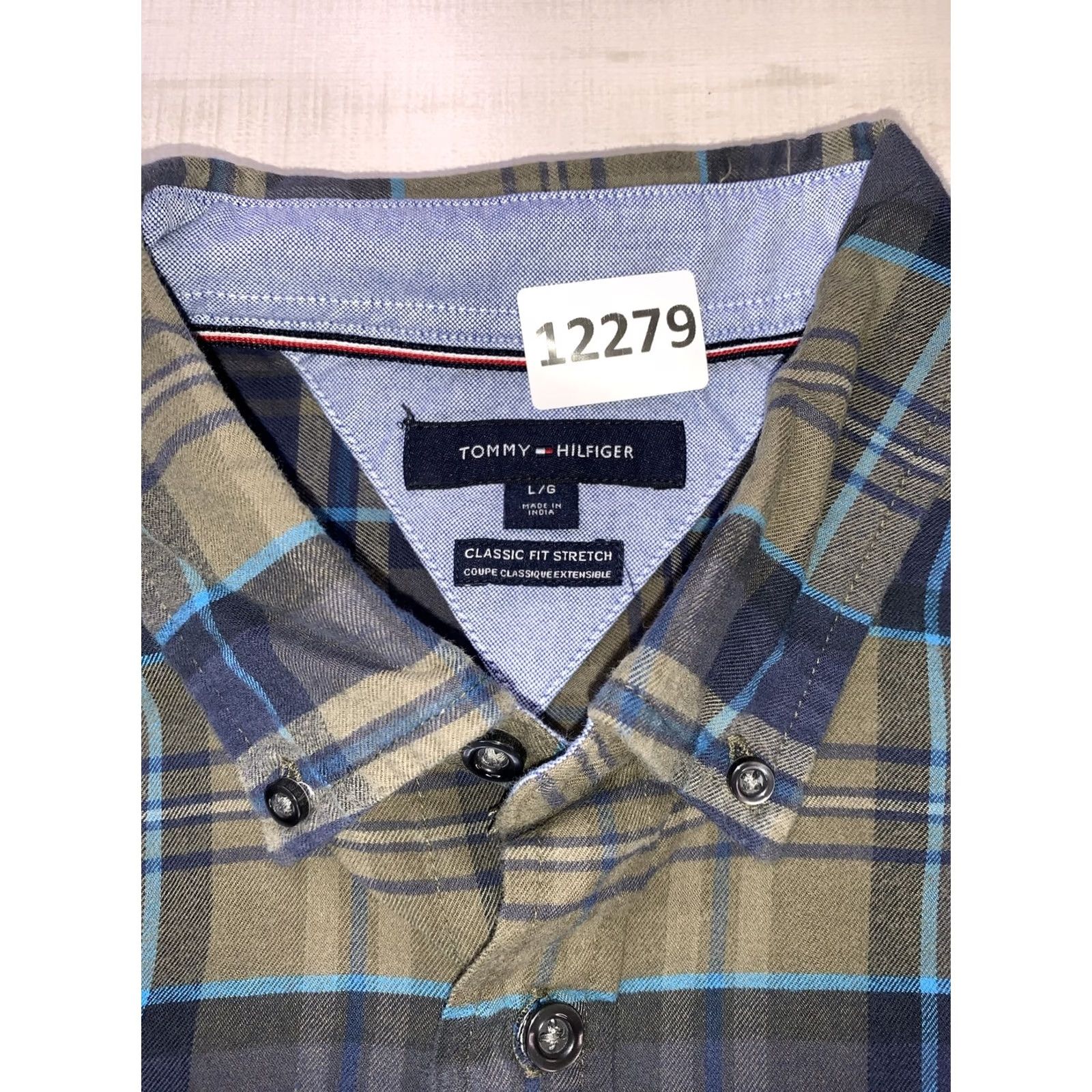 Tommy Hilfiger Tommy Hilfiger Classic Fit Stretch THFLEX Green Blue Plaid Oxford Shirt Mens L Size US L / EU 52-54 / 3 - 2 Thumbnail
