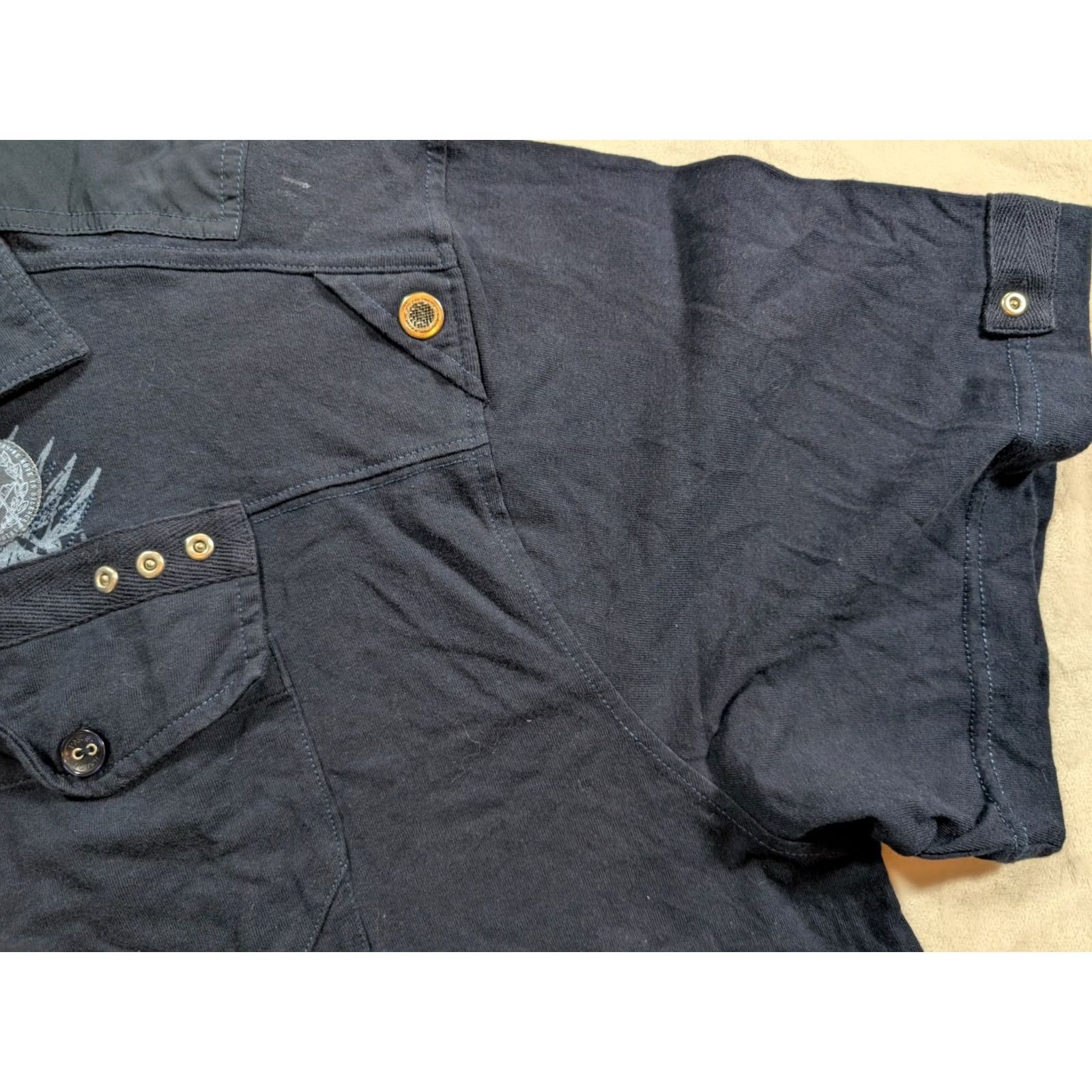 Vintage Parish School Polo Shirt Mens 4XL Blue Button Down Navy Hip Hop Epaulets Rap Size US XXL / EU 58 / 5 - 5 Thumbnail