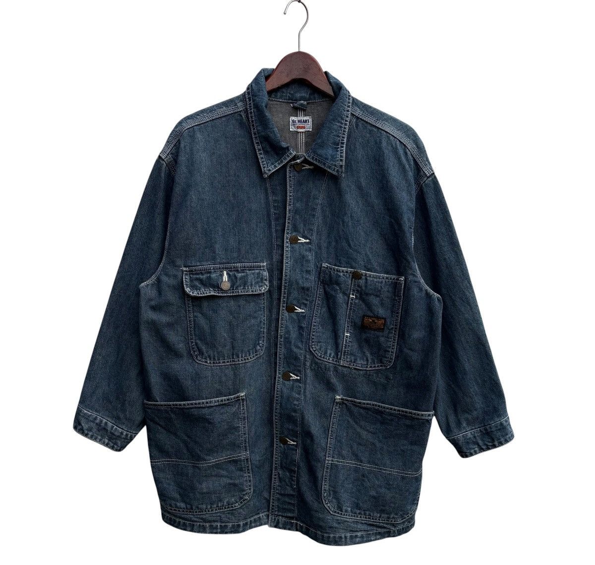 Japanese Brand GL Heart Denim Workwear Chore Jacket Size US M / EU 48-50 / 2 - 2 Thumbnail