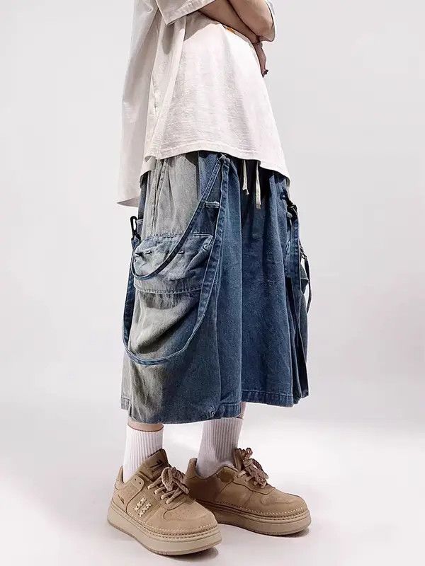 VIBE Vintage High Street Hip Hop Loose Fit Denim Shorts Size US 28 / EU 44 - 4 Thumbnail