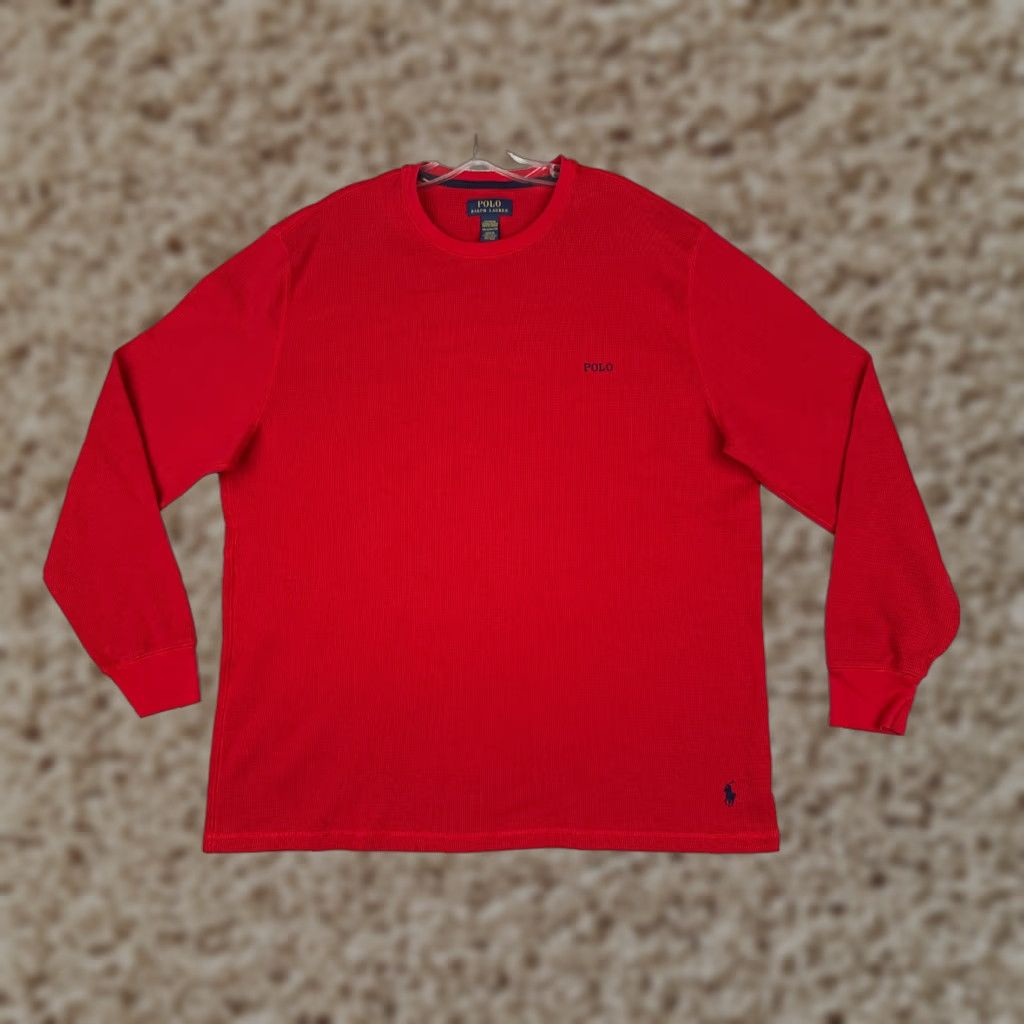 Polo Ralph Lauren Polo Ralph Lauren Shirt Men 2XL Red Thermal Knit Crew Neck Logo Long Sleeve - Regular Fit, Cotton, Vintage? No (Adult) Size US XXL / EU 58 / 5 - 1 Thumbnail