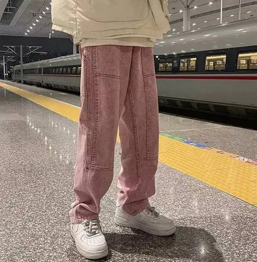 image of Vintage Streetwear Denim Jeans in Pink, Men's (Size 32)