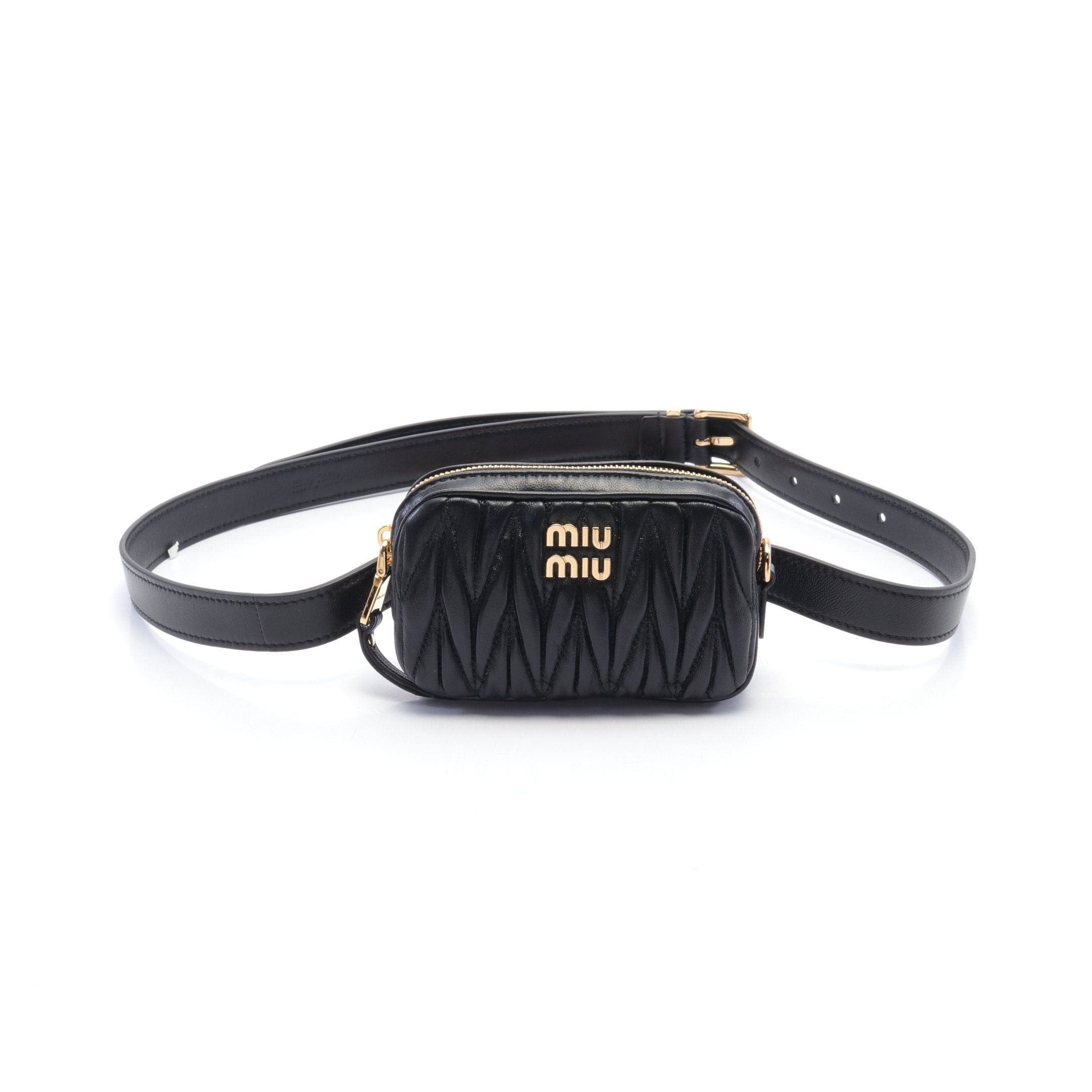 Miu Miu Miu Miu Matelasse Body Bag Leather Black Size ONE SIZE - 1 Thumbnail