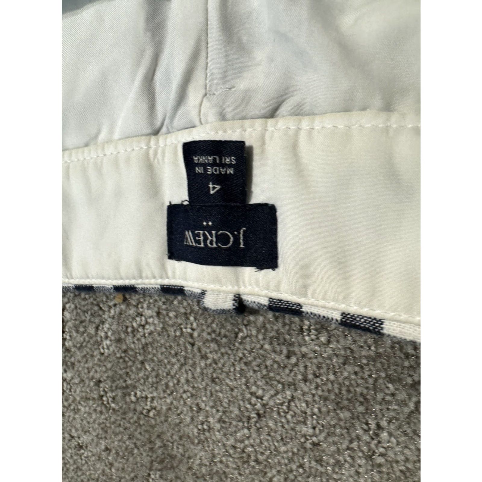 J.Crew J Crew Pants Womens 4 Navy Blue White Check Linen Blend Lined Flat Front Size 27" / US 4 / IT 40 - 5 Thumbnail