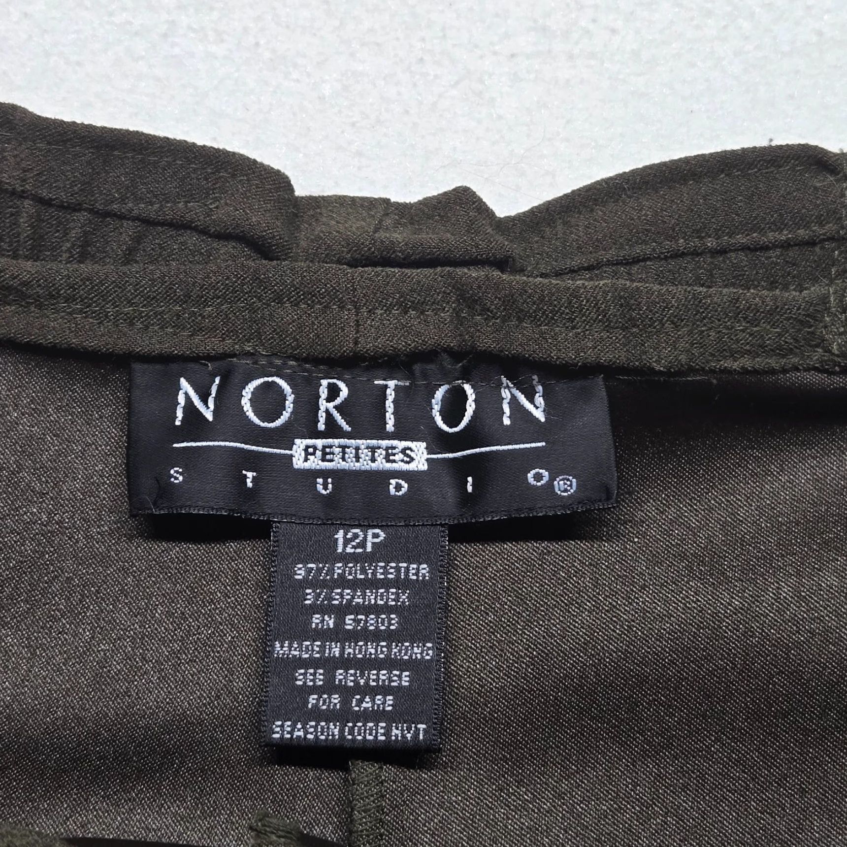 Vintage Norton Studio Women Pants 12P Petite Army Green Straight Dress Pants Size 34" / US 12 / IT 48 - 3 Thumbnail