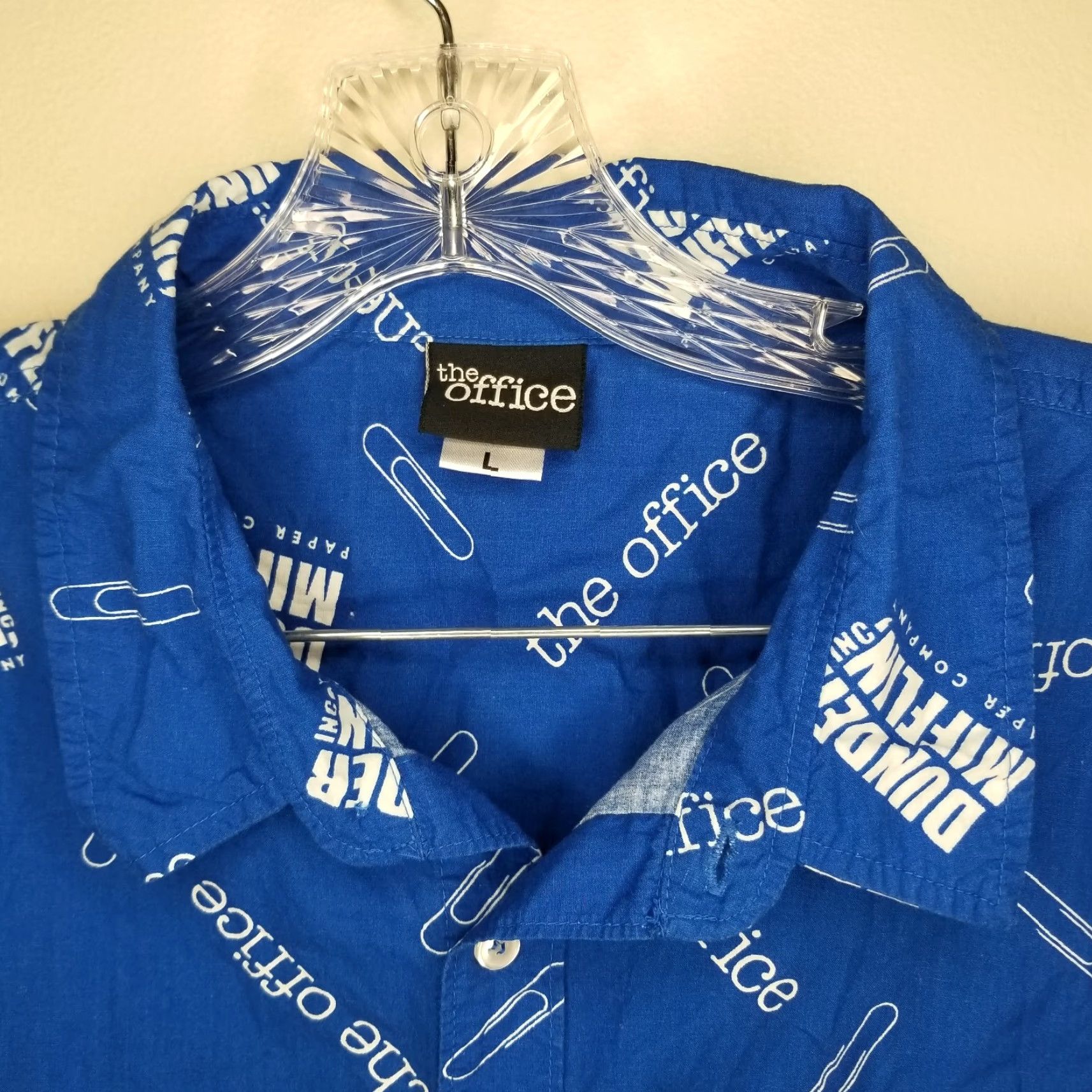 Vintage VINTAGE The Office Dunder Mifflin Shirt Mens Blue Short Sleeve Button-Up Size L Size US 33 - 3 Thumbnail