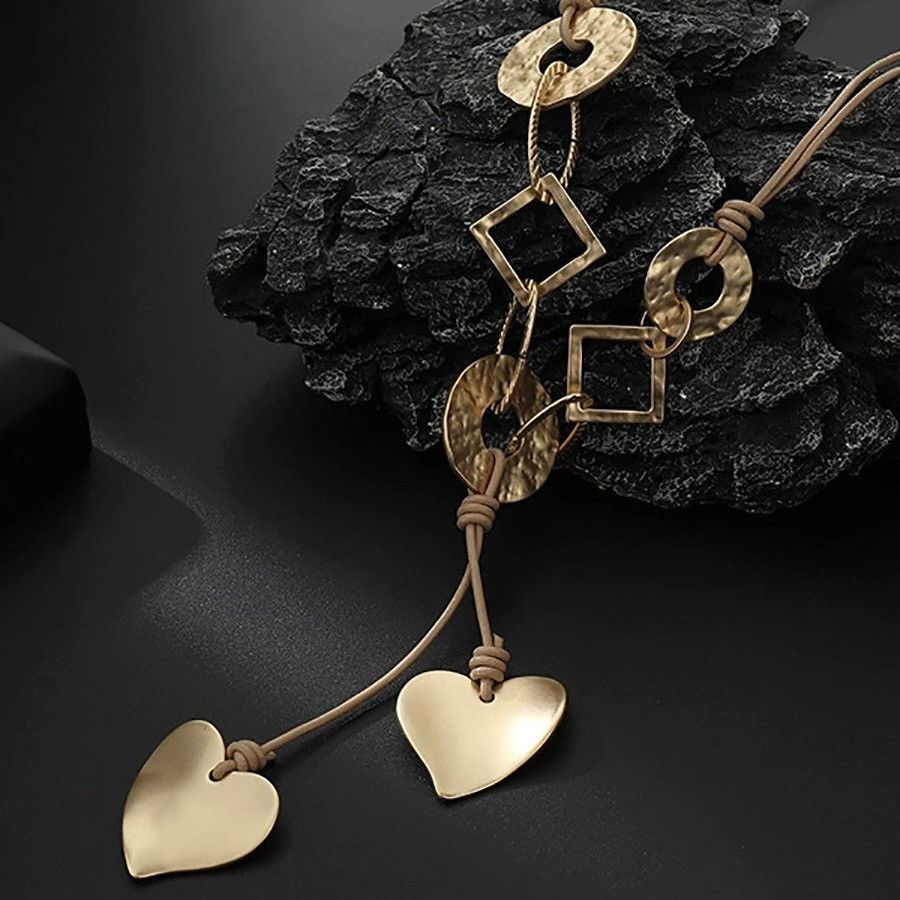 Other Long gold tone geometric/hearts lariat cord necklace Size ONE SIZE - 5 Thumbnail