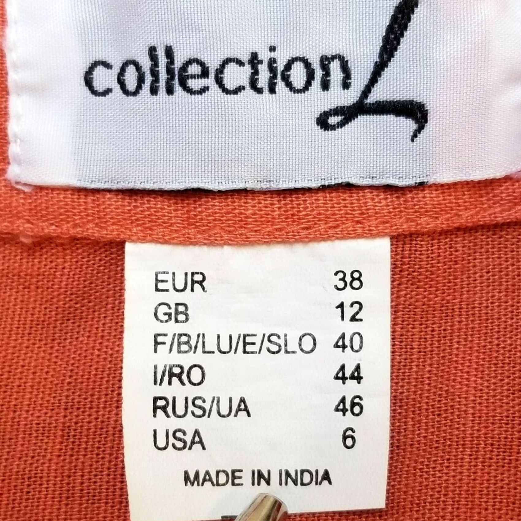 Vintage Collection L Womens Blouse Collared Henley Orange Sz 6 Cotton Linen Short Sleeve High-Low Womens Size M / US 6-8 / IT 42-44 - 5 Thumbnail