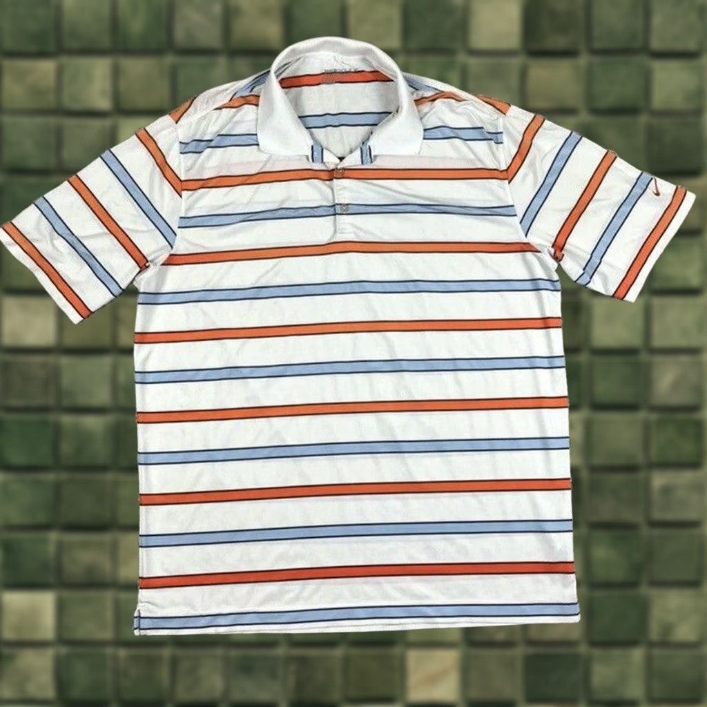Nike Nike Golf Polo Shirt Mens XL White Striped Short Sleeve Casual Golf Polo Size US XL / EU 56 / 4 - 1 Thumbnail