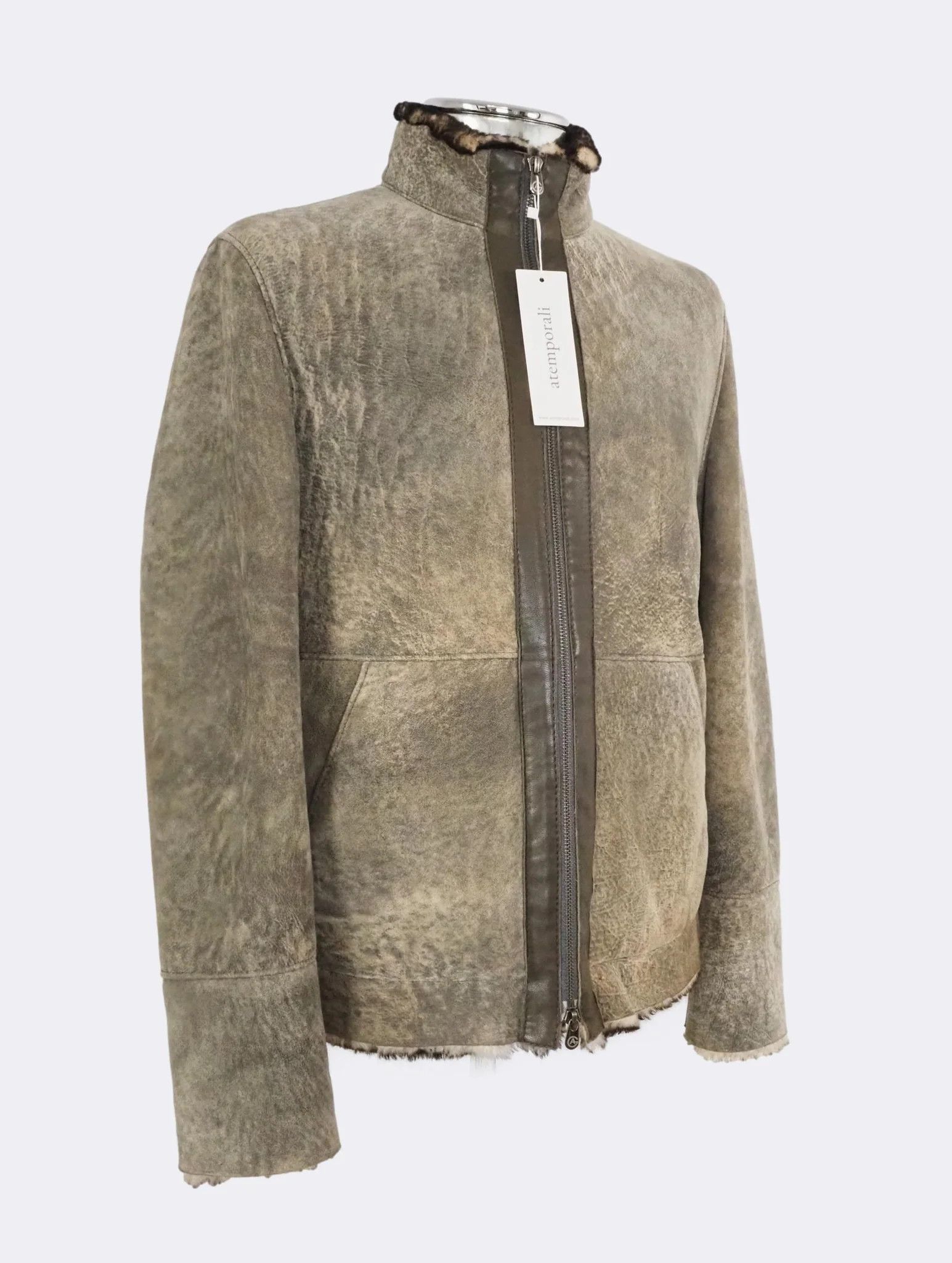 Armani Collezioni Armani Collezion Brown LambskinShearling LeatherJacket $1915 Size US M / EU 48-50 / 2 - 7 Thumbnail