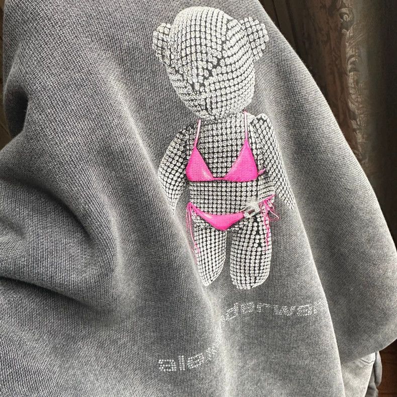 Alexander Wang Alexander Wang Teddy Crystal Logo Sweatshirt- Size XS / US 0-2 / IT 36-38 - 6 Thumbnail