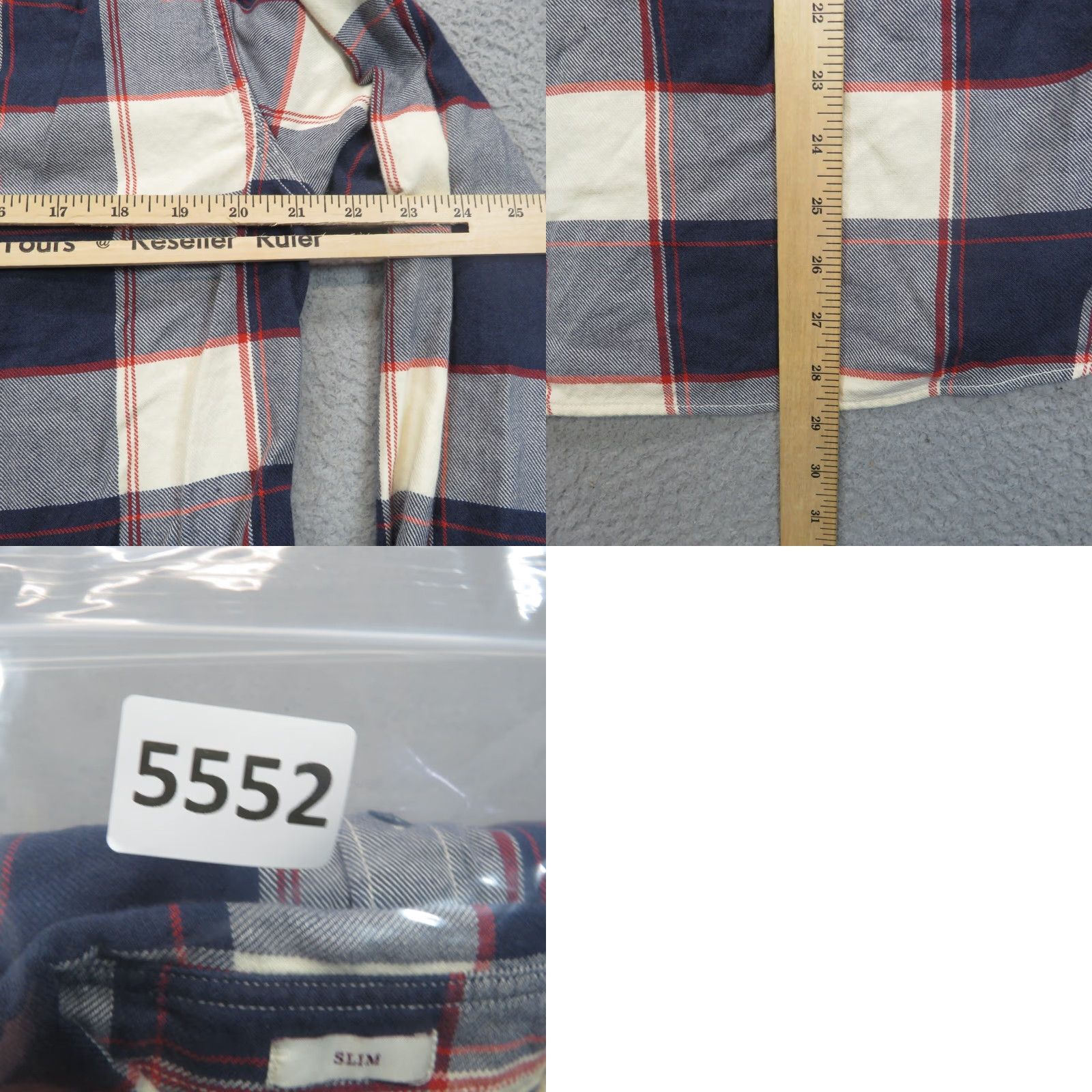Wallace & Barnes Wallace Barnes Shirt Mens Medium Slim Fit Blue Red White Plaid Flannel Button-Up Size US M / EU 48-50 / 2 - 8 Thumbnail