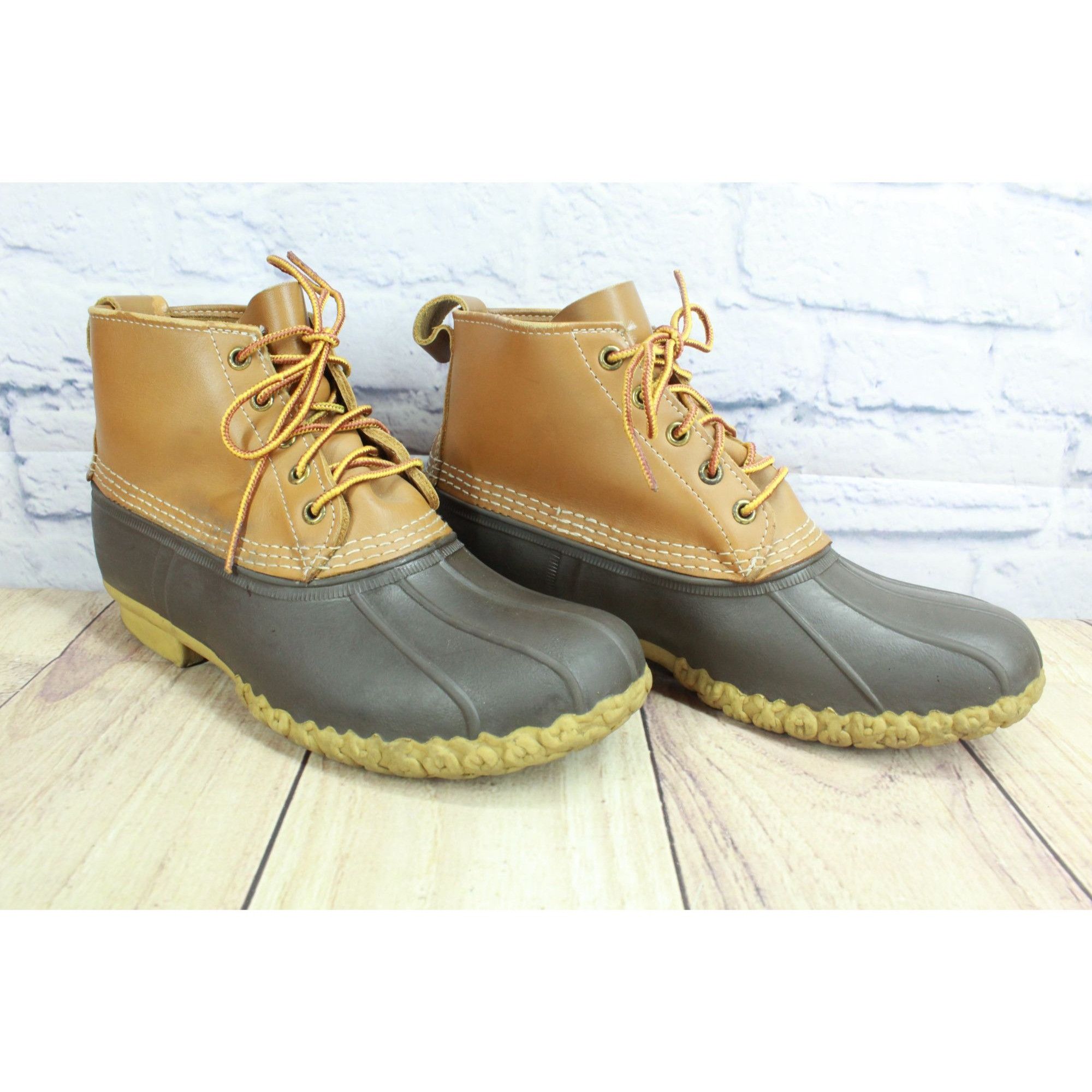 L.L. Bean LL Bean Men’s Brown Leather Lace-Up Unlined Ankle Duck Boots Size US 8 / EU 41 - 3 Thumbnail