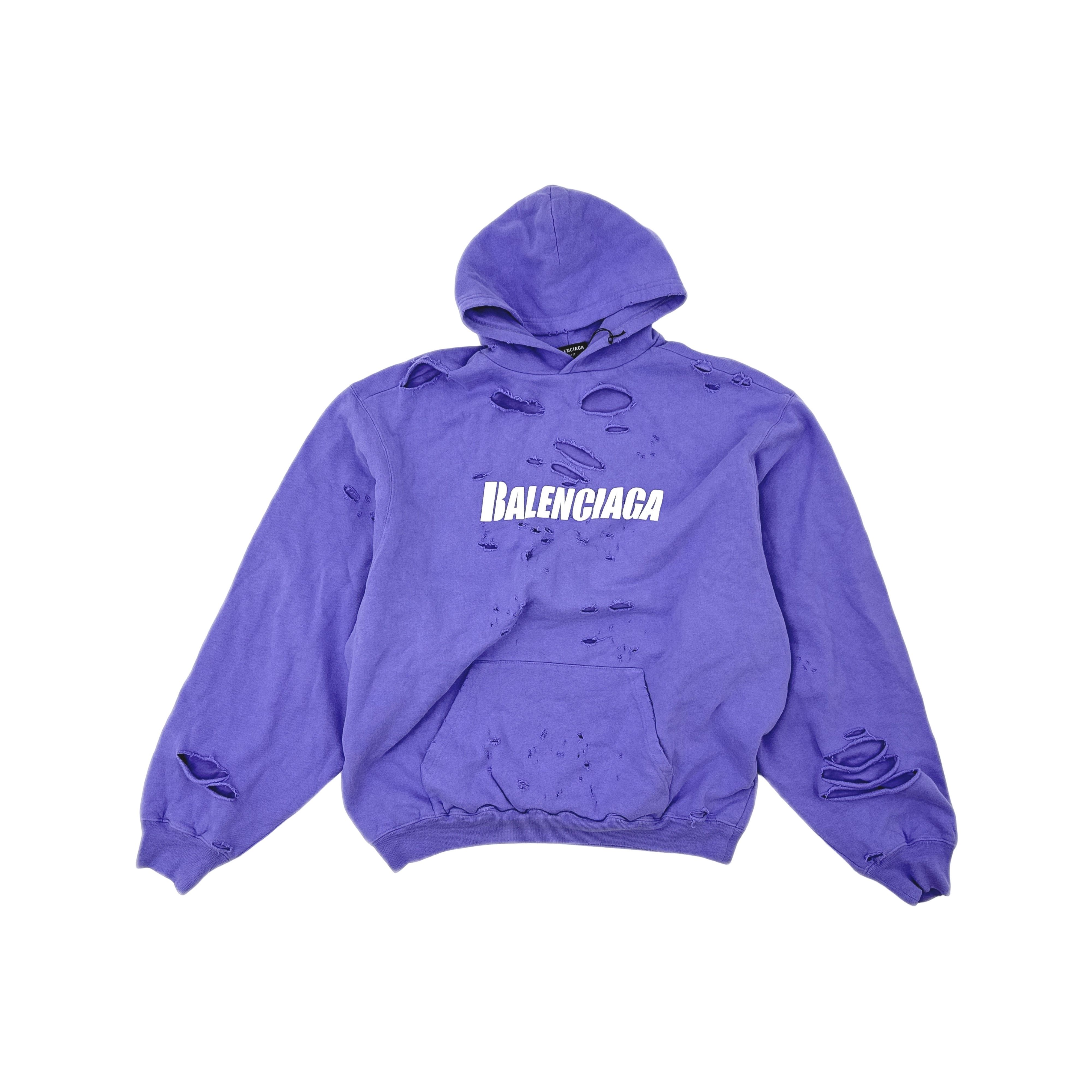 Balenciaga Balenciaga SS22 Distressed Logo Hoodie XS Size US XS / EU 42 / 0 - 1 Thumbnail