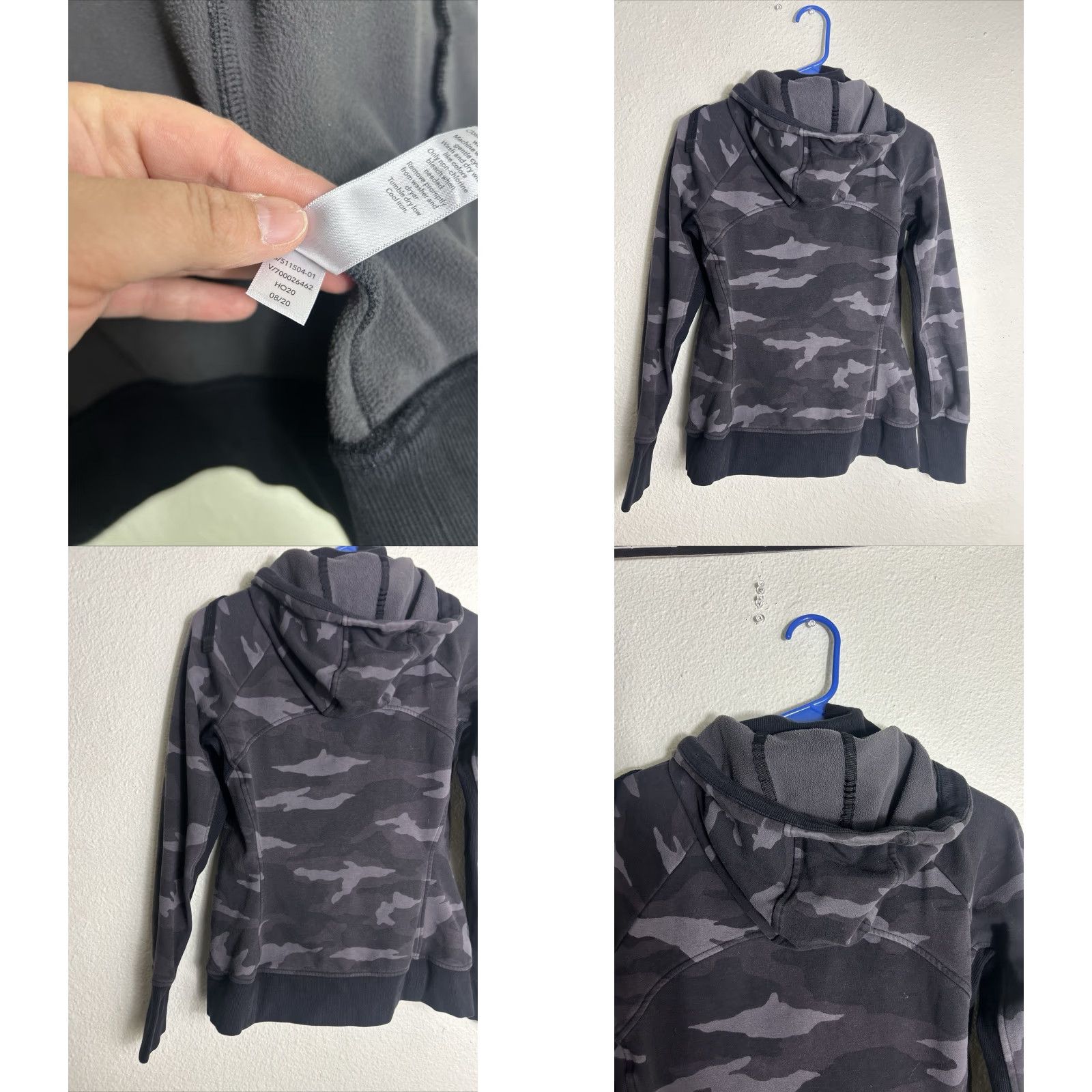 Athleta VINTAGE Athleta Triumph Printed Camo Full Zip Hoodie Sweatshirt Small Black Gray 511504 Size S / US 4 / IT 40 - 9 Thumbnail
