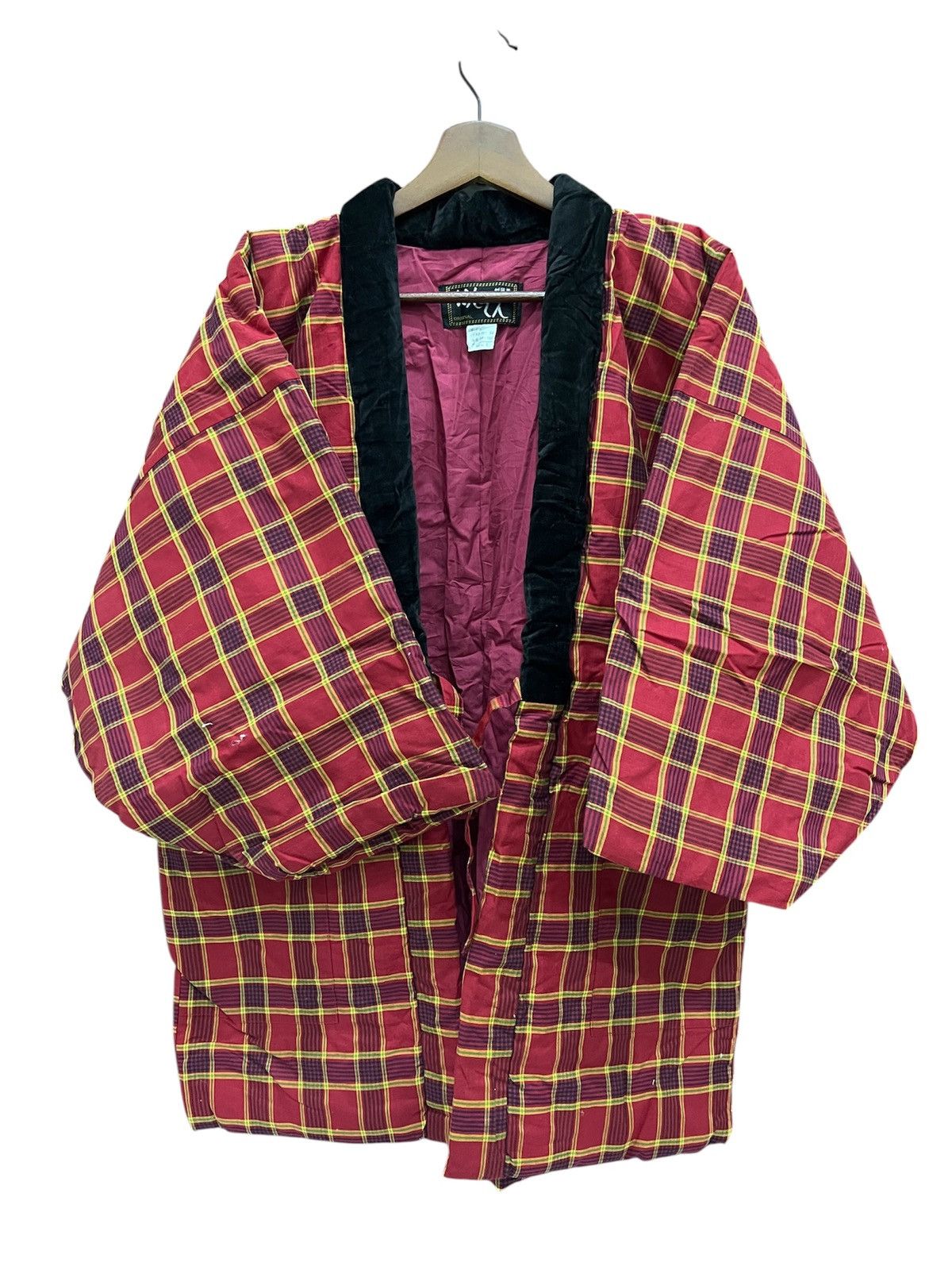 Japanese Brand Japanese Style Padded Kimono Jacket – Red Tartan Check Size US L / EU 52-54 / 3 - 1 Thumbnail