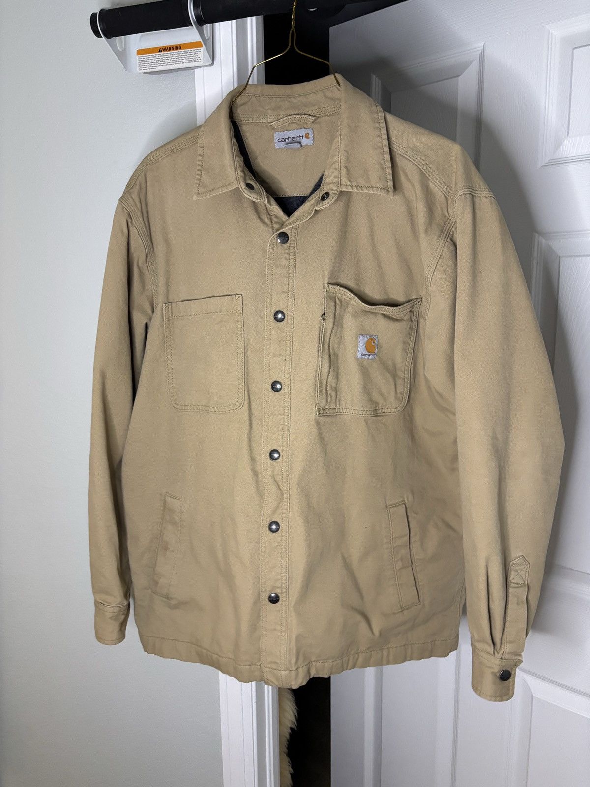 Carhartt Tan Carhartt Mens Work Jacket Flannel Lined Heavy Duty Coat Size US L / EU 52-54 / 3 - 1 Thumbnail