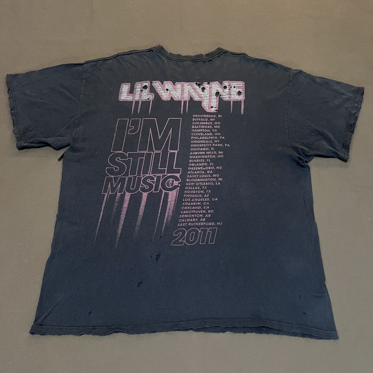 Rap Tees × Vintage Vintage Y2K 2011 Lil Wayne Promo Tour Tee 2XL Faded Thrashed Size US XXL / EU 58 / 5 - 9 Thumbnail