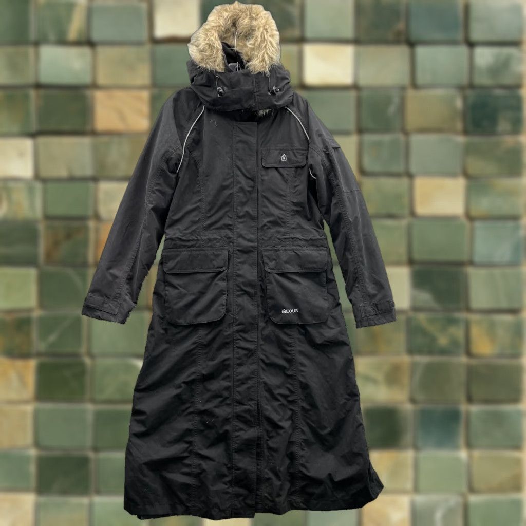 NEOUS Eous Long Fur Trim Coat Women's Medium Outdoor Parka Gorpcore Winter Chic Black Coat Size M / US 6-8 / IT 42-44 - 1 Thumbnail
