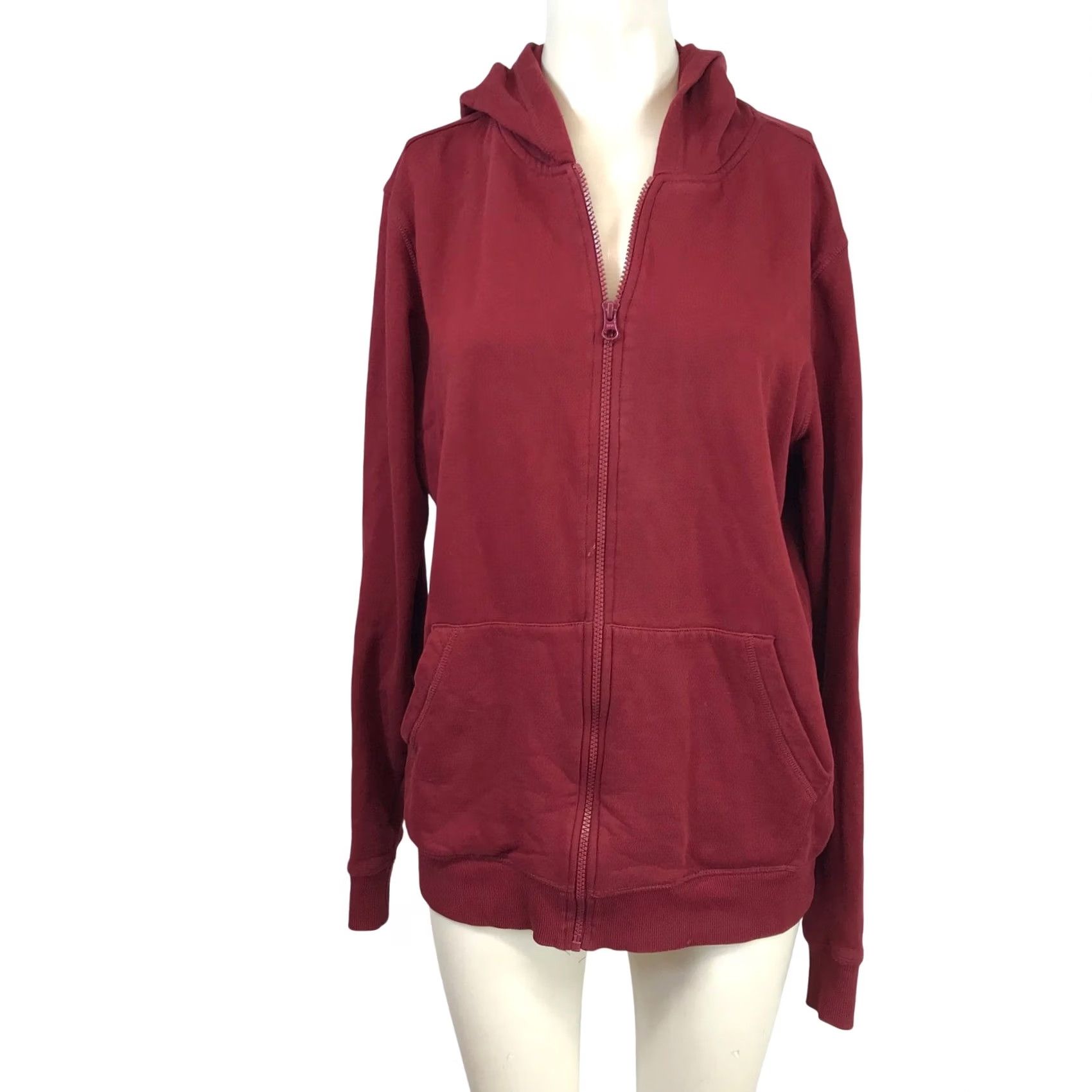 Vintage Pact Mens Full Zip Hoodie Burgundy Red Fleece Sweatshirt Size M Size US M / EU 48-50 / 2 - 2 Thumbnail