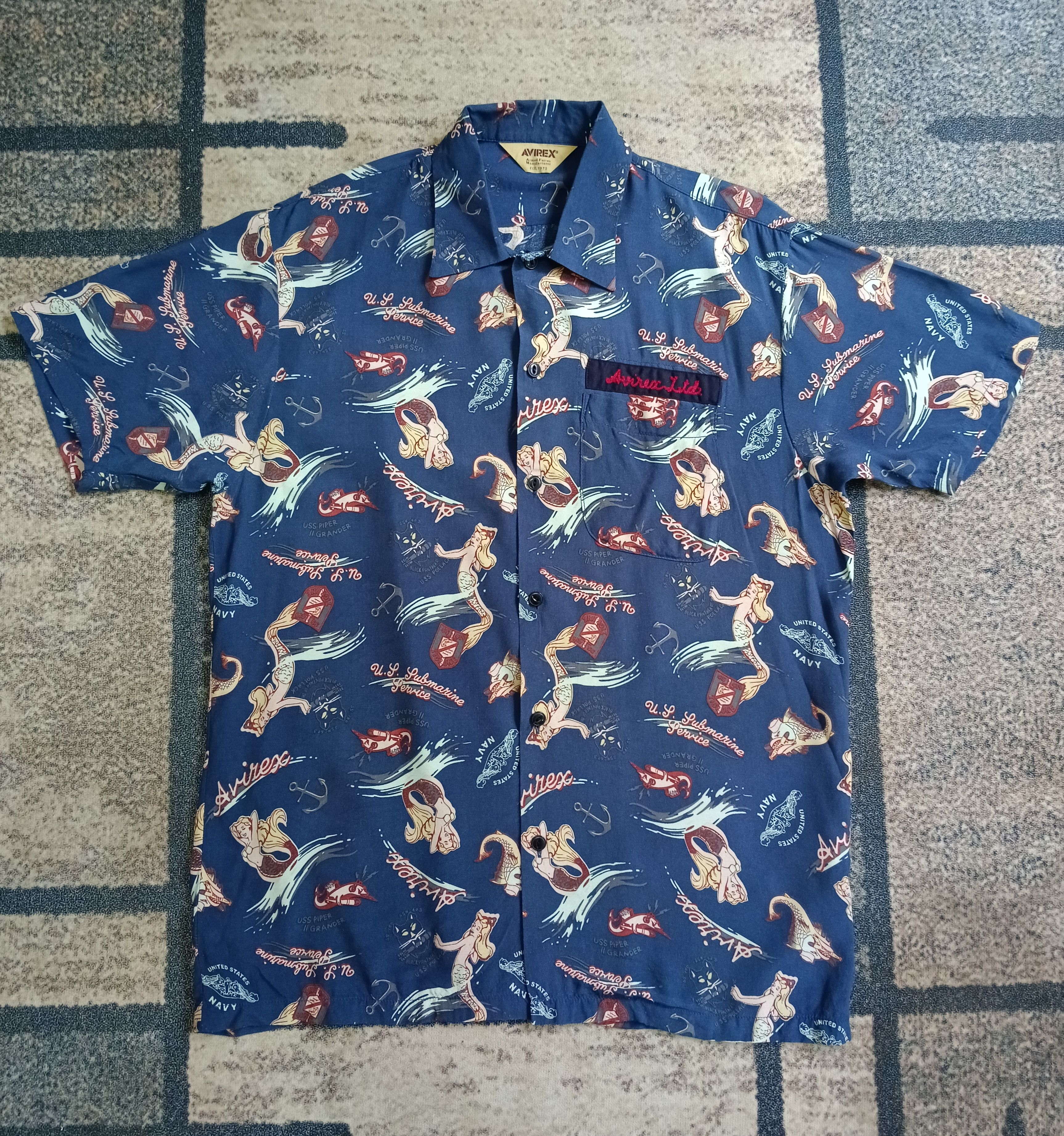 Avirex RARE🔥AVIREX X USN FULLPRINT BUTTON UP Size US L / EU 52-54 / 3 - 2 Thumbnail