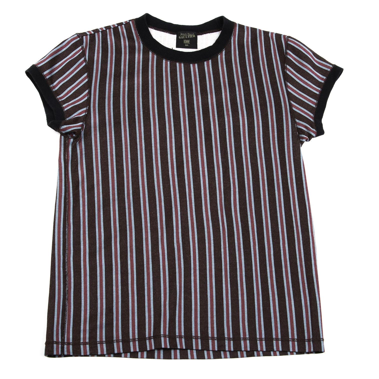 Jean Paul Gaultier Nylon Cotton Metallic Striped T-Shirt in Brown, Red, Blue Size US M / EU 48-50 / 2 - 1 Thumbnail