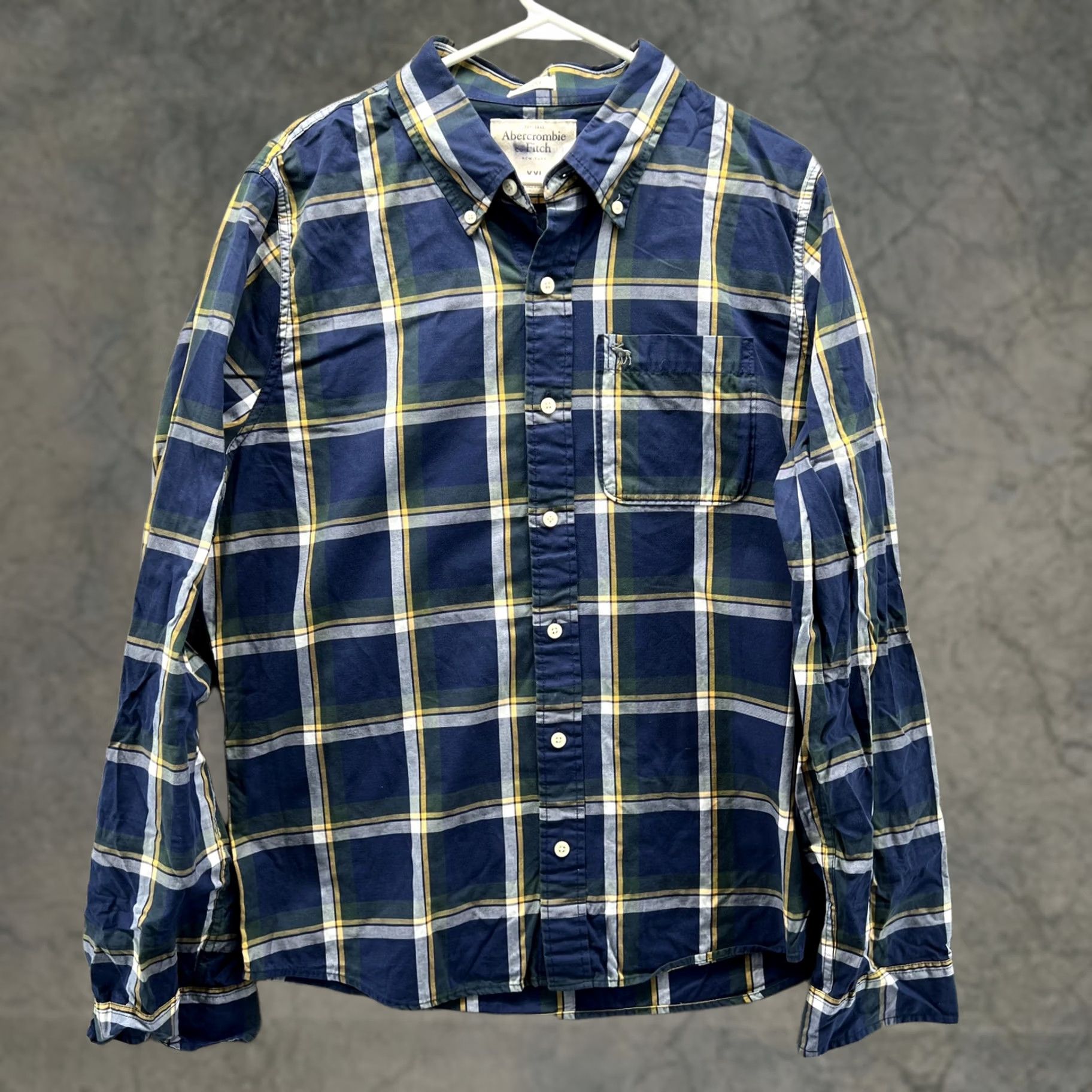 Abercrombie & Fitch Abercrombie & Fitch Shirt Mens 2XL Blue Plaid Long Sleeve Button Front Slim Size US XXL / EU 58 / 5 - 1 Thumbnail