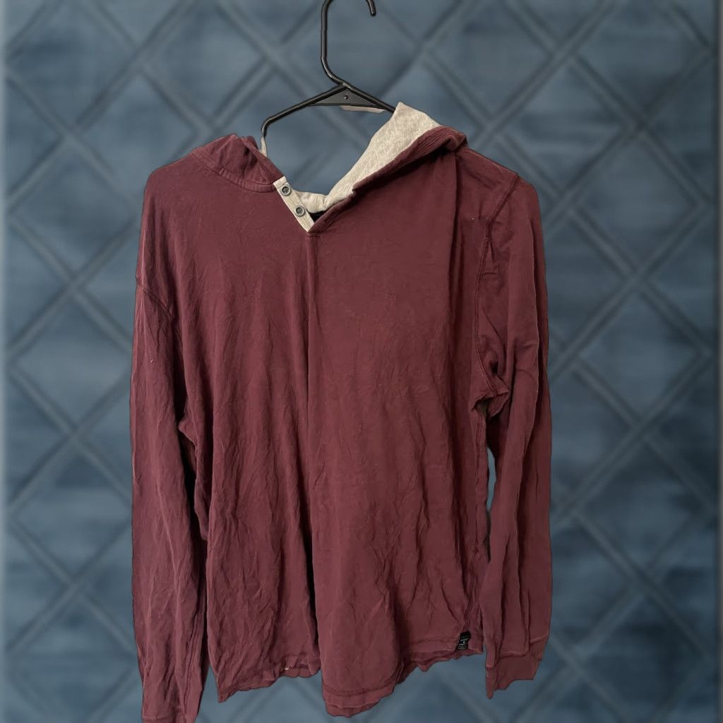 Lucky Brand VINTAGE Lucky Brand Henley Shirt Men XL Burgundy Solid Long Sleeve Casual Outdoor Golfing Size US XL / EU 56 / 4 - 1 Thumbnail