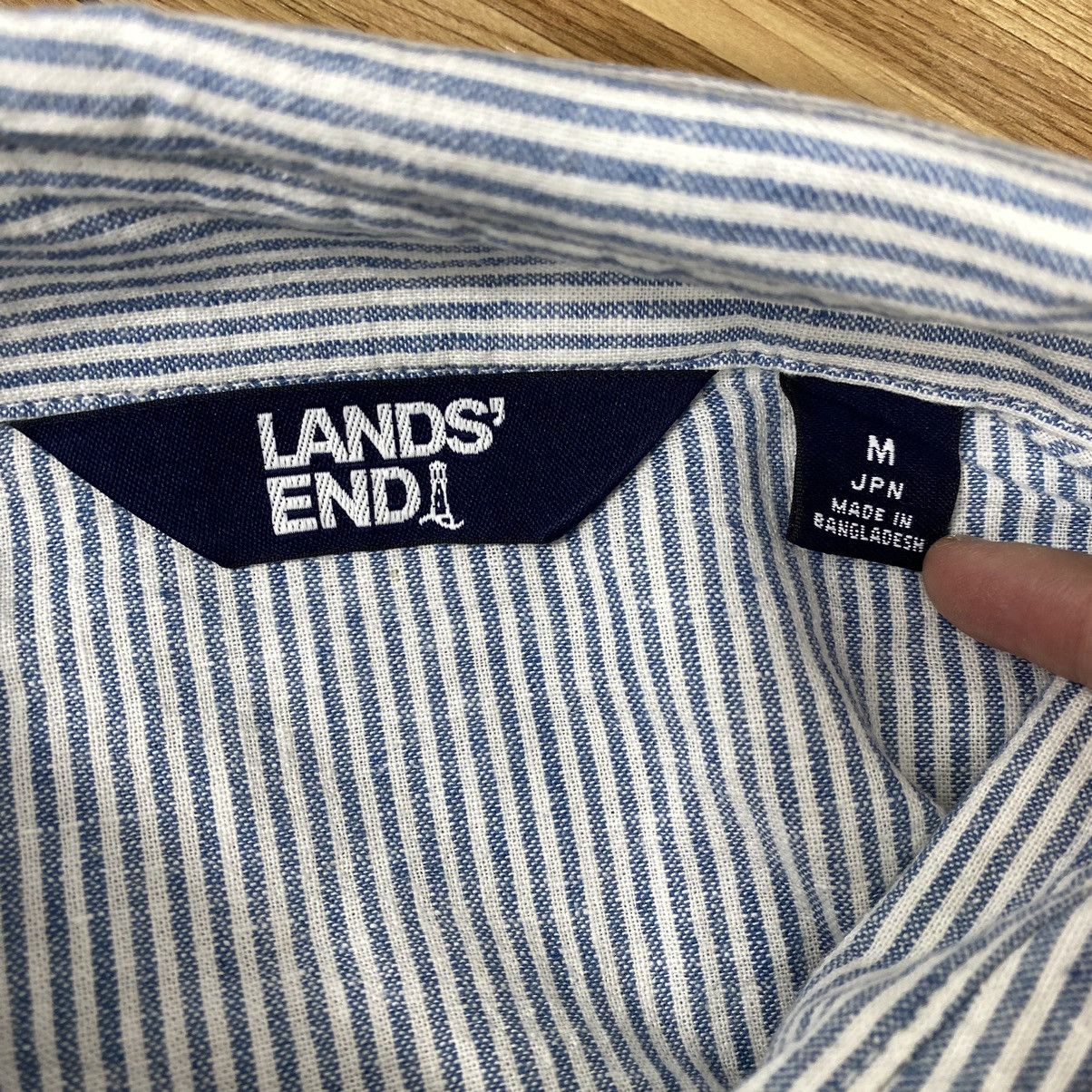 Lands' End LAND’S END Button Up Hickory Stripes Collar Casual Shirt Size US M / EU 48-50 / 2 - 4 Thumbnail
