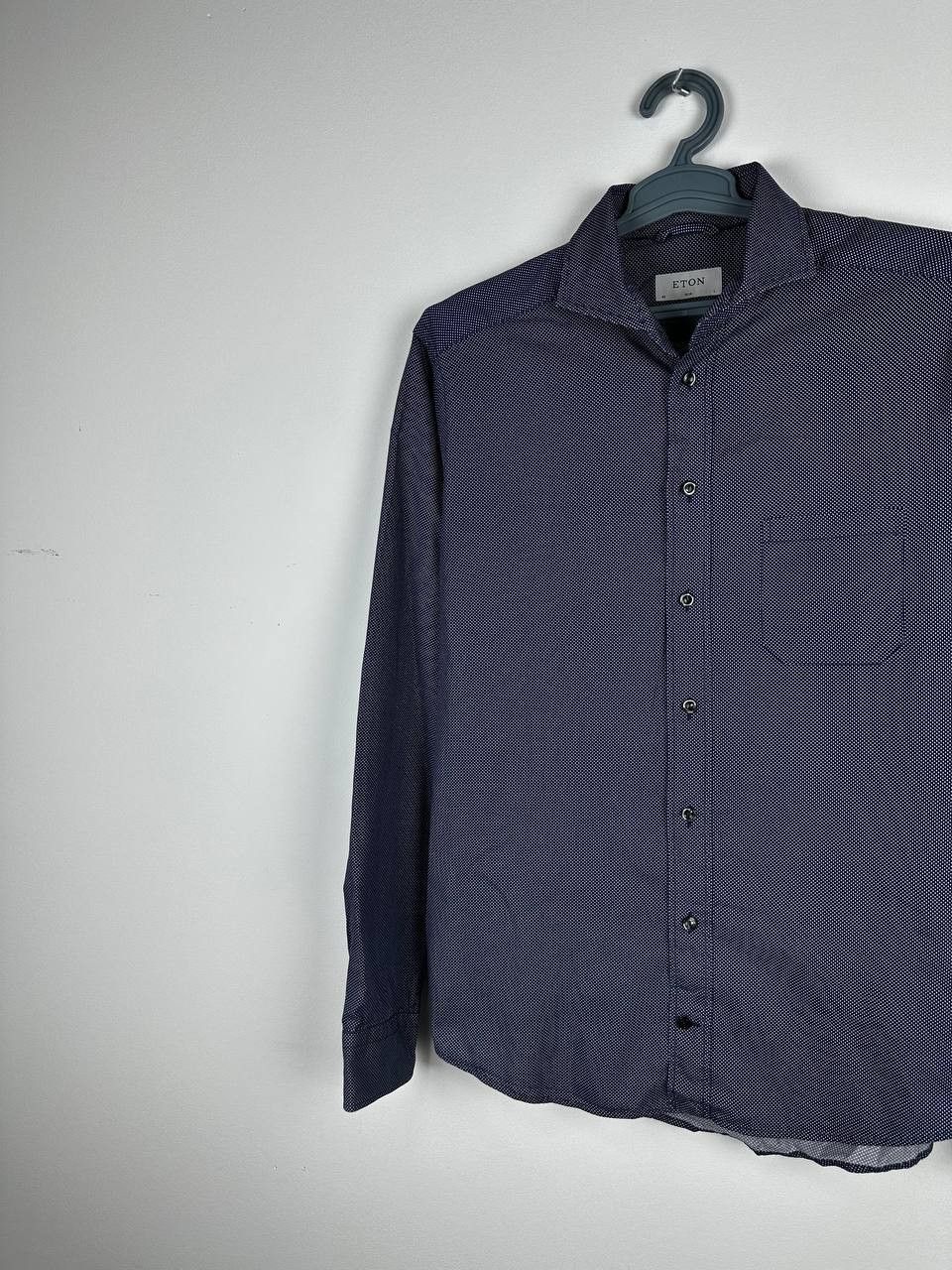 Eton Eton Casual Dot Pattern Navy Pocket Shirt Size L Size US L / EU 52-54 / 3 - 2 Thumbnail