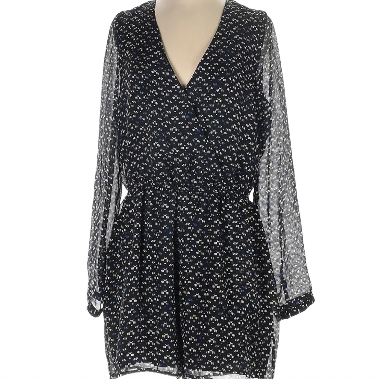 BCBGeneration BCBGeneration Black Floral Romper Size L Size 36" / US 14 / IT 50 - 1 Thumbnail
