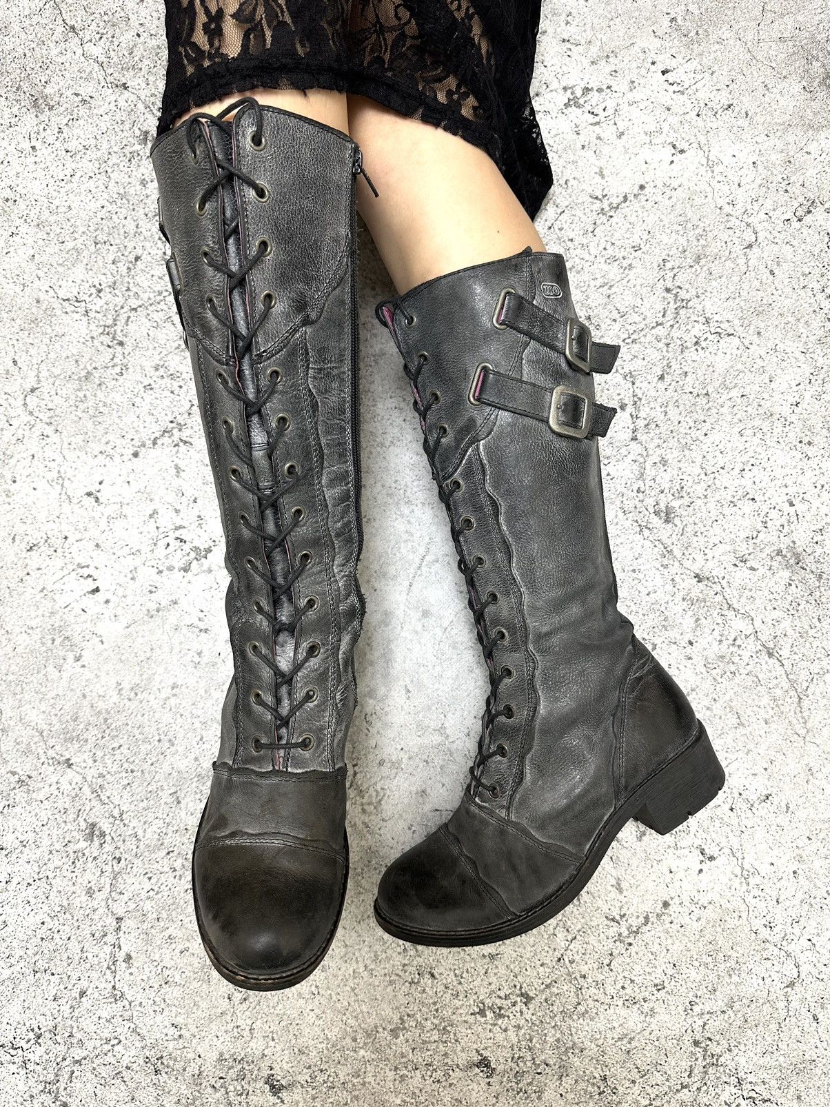 image of Avant Garde x Vintage Zoo High Boxer Boots Moto Biker Shoes Core in Grey, Women's (Size 9)
