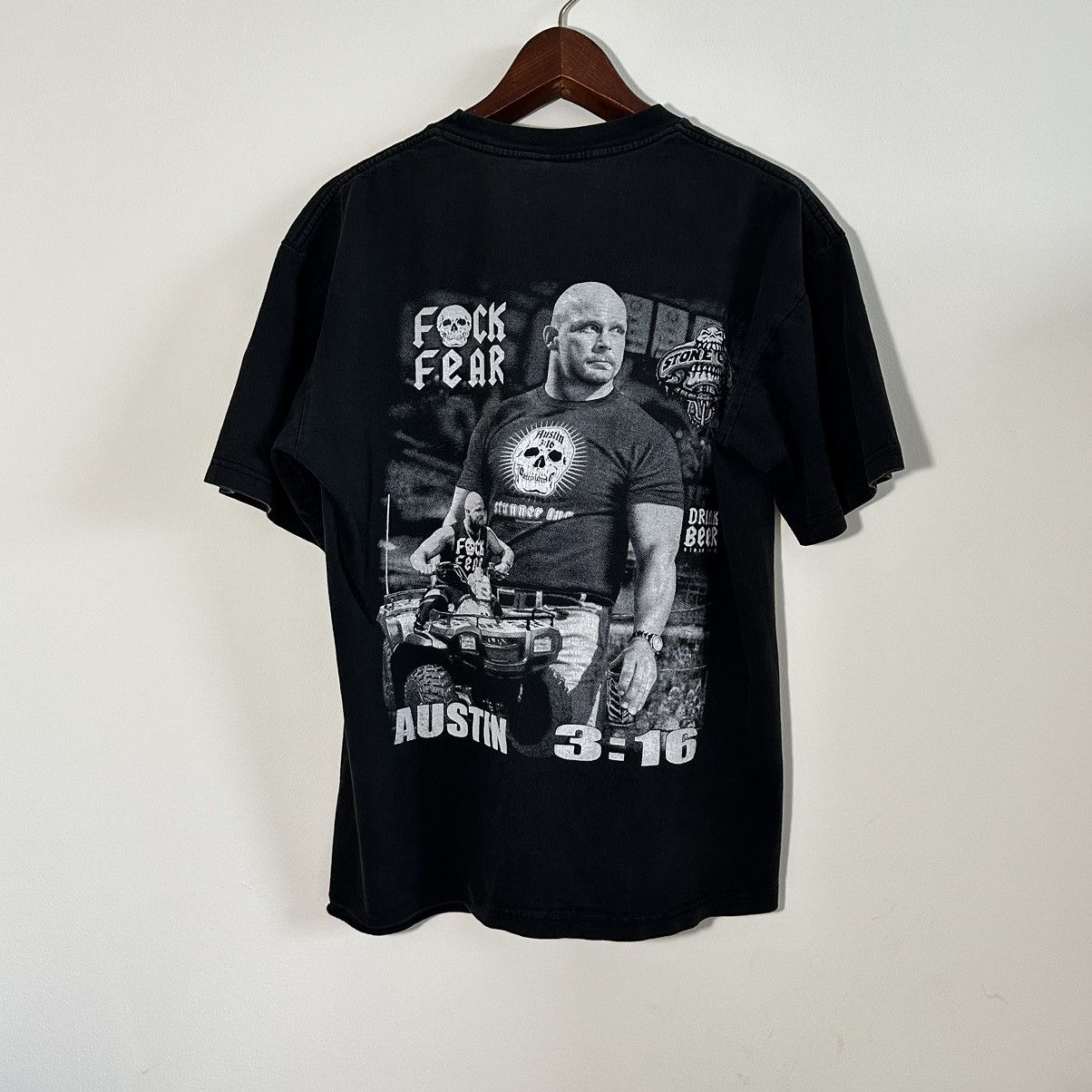 Rap Tees × Vintage × WWE Vintage Stone Cold F Fear Drink Beer Rap T-Shirt Size US XL / EU 56 / 4 - 6 Thumbnail