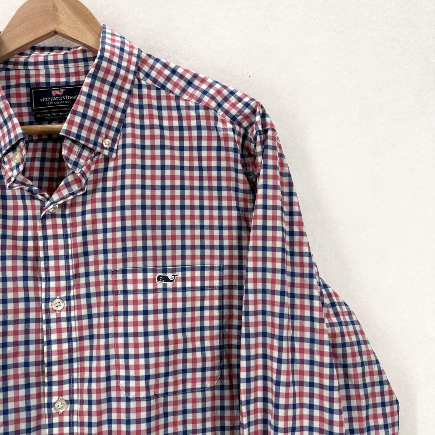 Vineyard Vines Vineyard Vines Shirt Mens Large Red Blue Plaid Performance Tucker Classic Fit Shirt Size US L / EU 52-54 / 3 - 2 Thumbnail