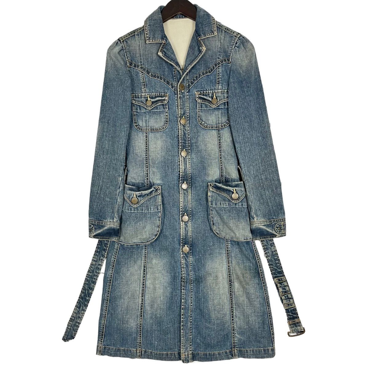 Vintage Sweet Camel Denim Trench Coat