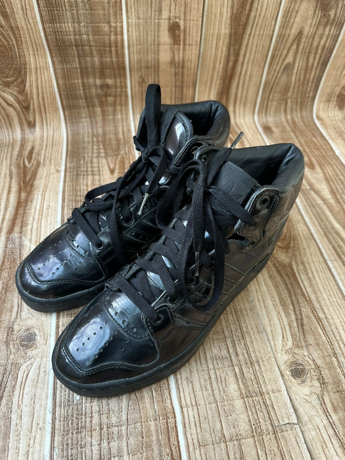 Adidas × Jeremy Scott Ss13 Adidas Jeremy Scott JS Wings 2.0 Patent Black Size US 6.5 / EU 39-40 - 5 Thumbnail