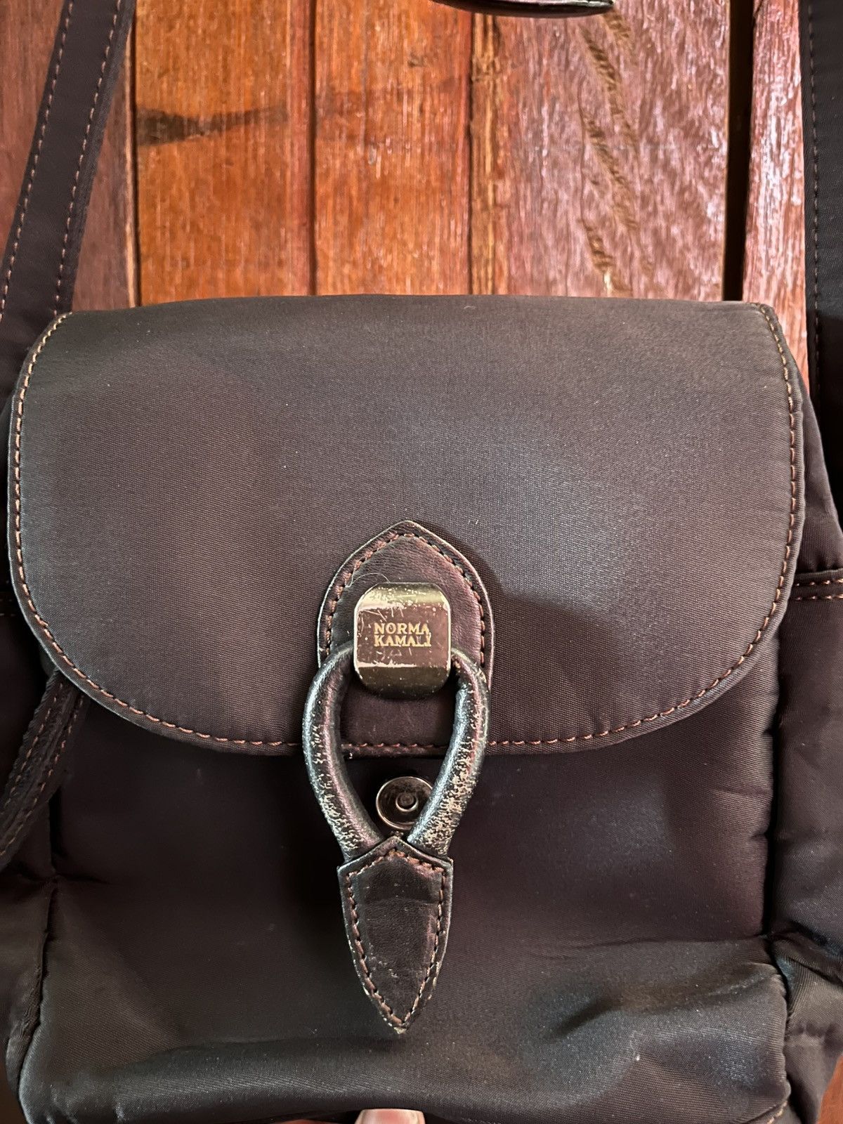 Norma Kamali Black Shoulder Bag Nylon Hybrid Leather Size ONE SIZE - 10 Thumbnail