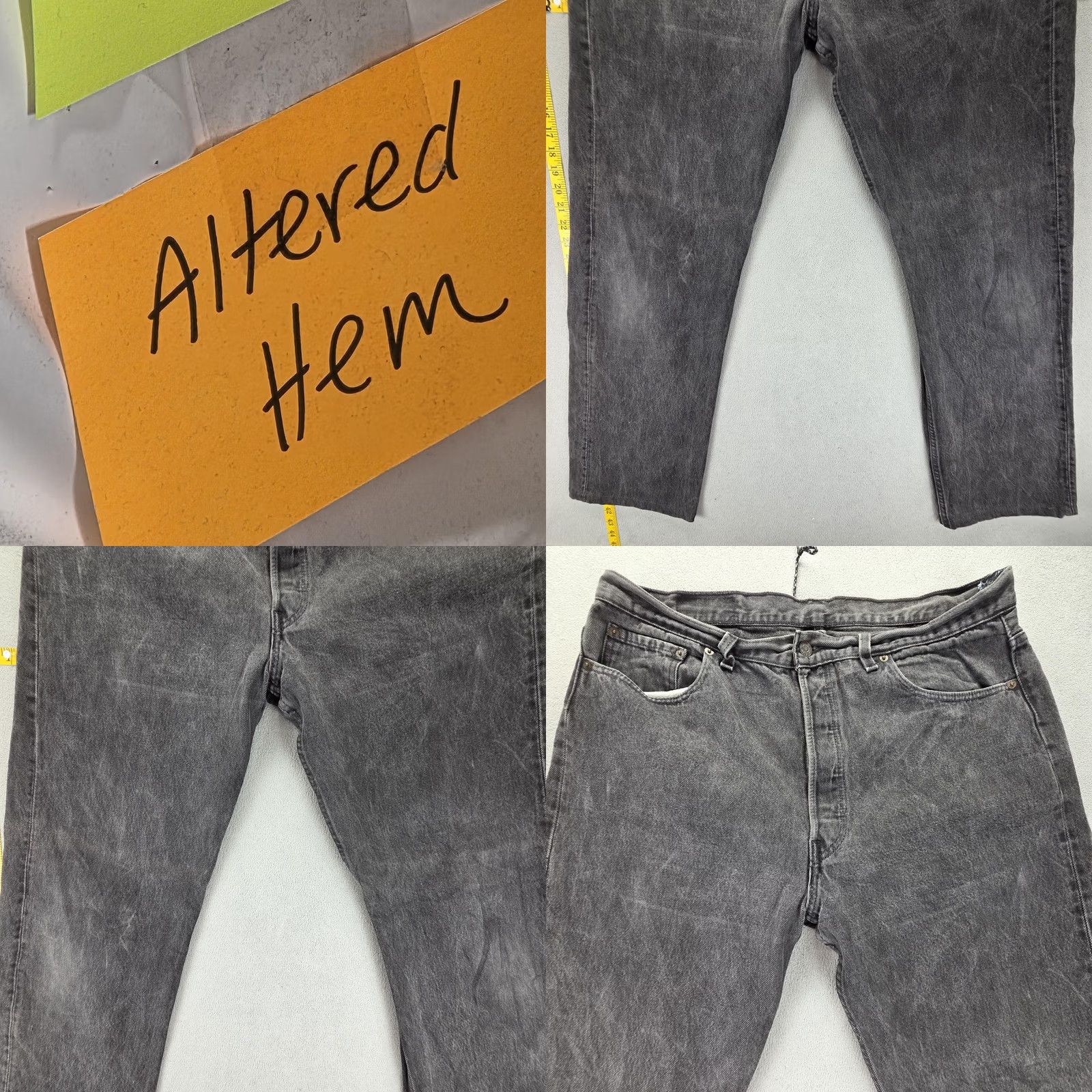 Levi's VINTAGE Levi's 501 Jeans Mens Black Regular Straight 36x31 Denim Charcoal Wash Distressed Pockets Logo USA USA Mens 501 Straight Jeans Black 36x31 Size US 36 / EU 52 - 8 Thumbnail