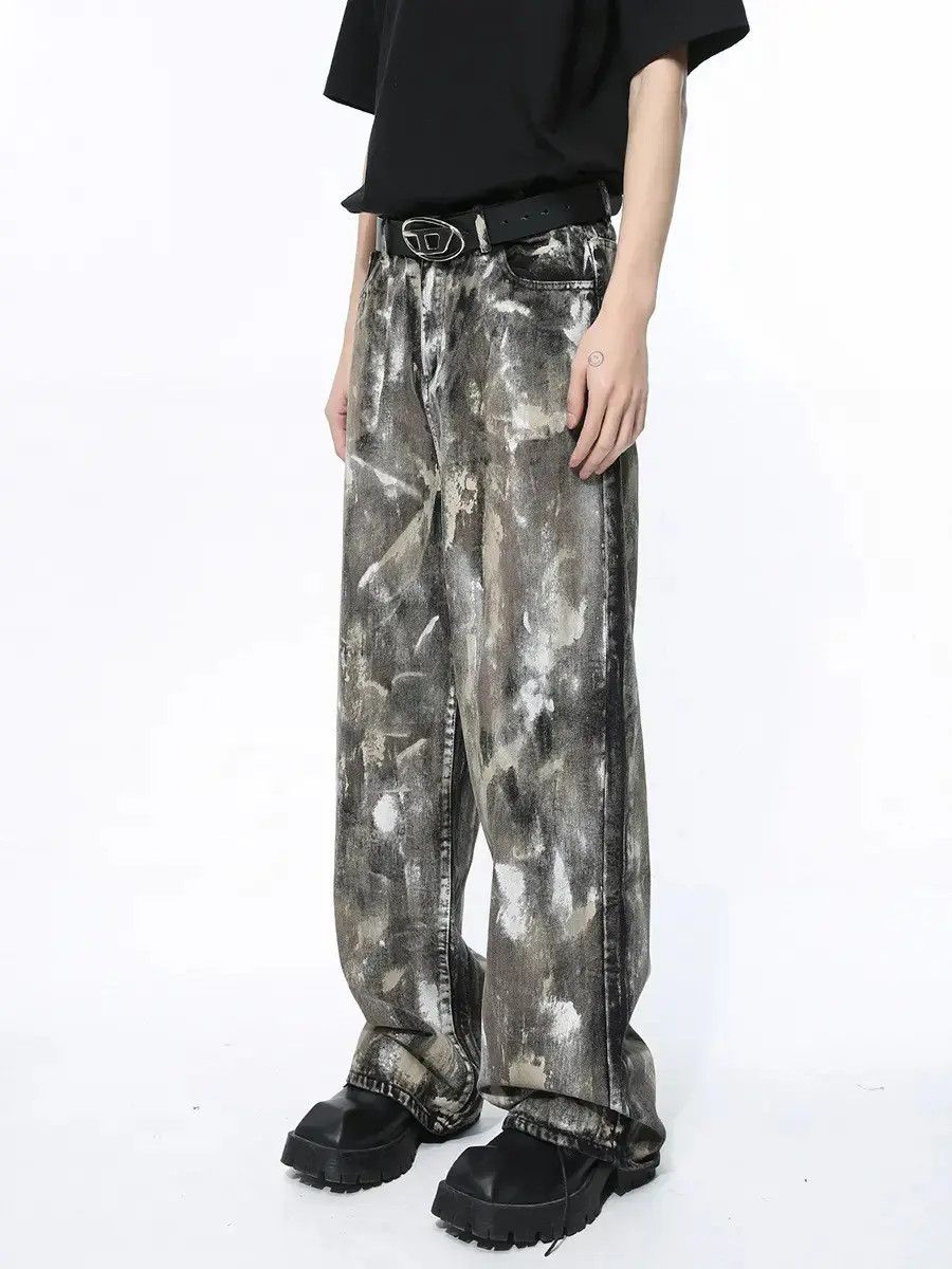 Retro loose camouflage casual jeans