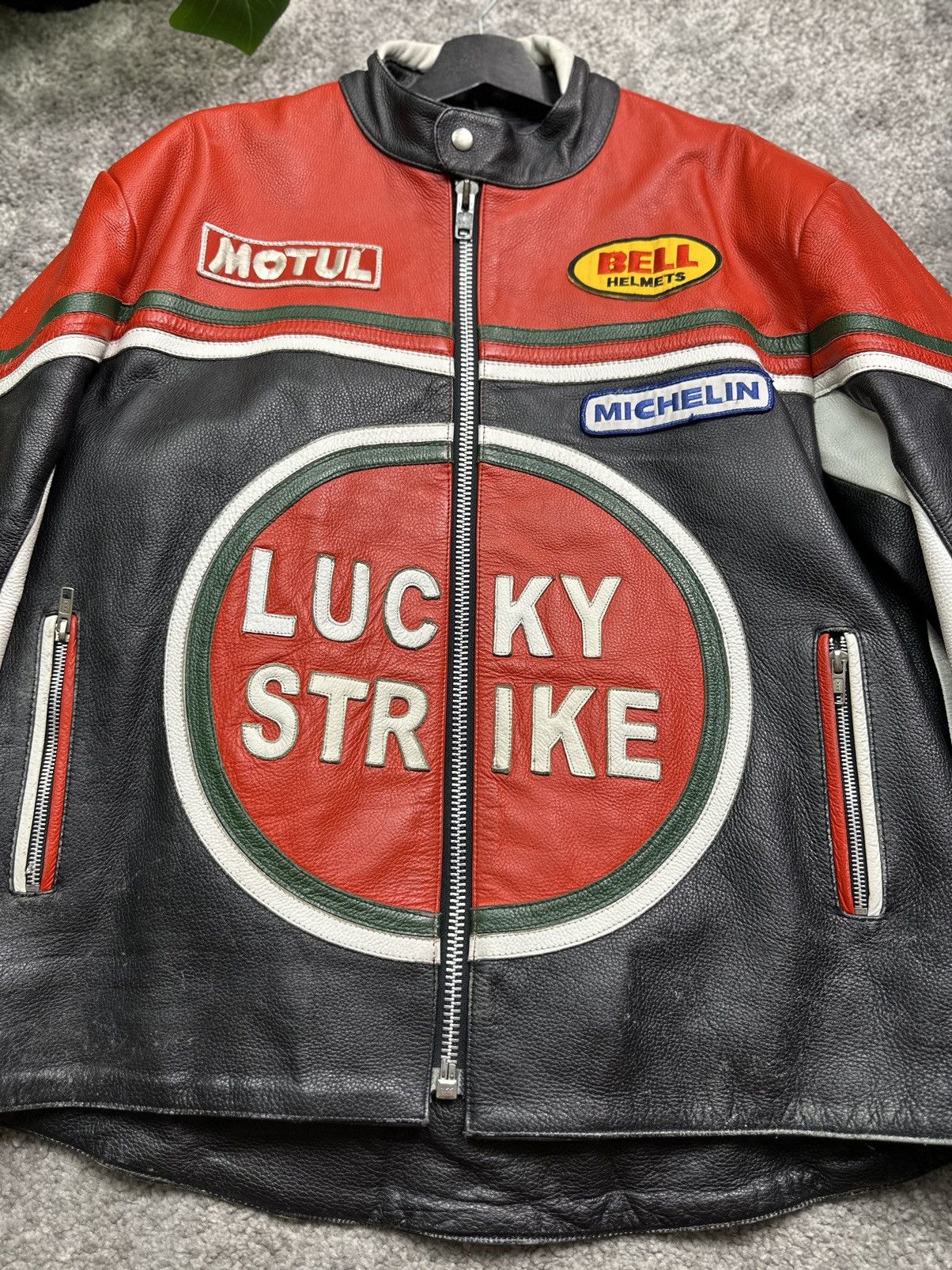 Vintage Lucky Strike Leather Racing Jacket Size US XL / EU 56 / 4 - 4 Thumbnail