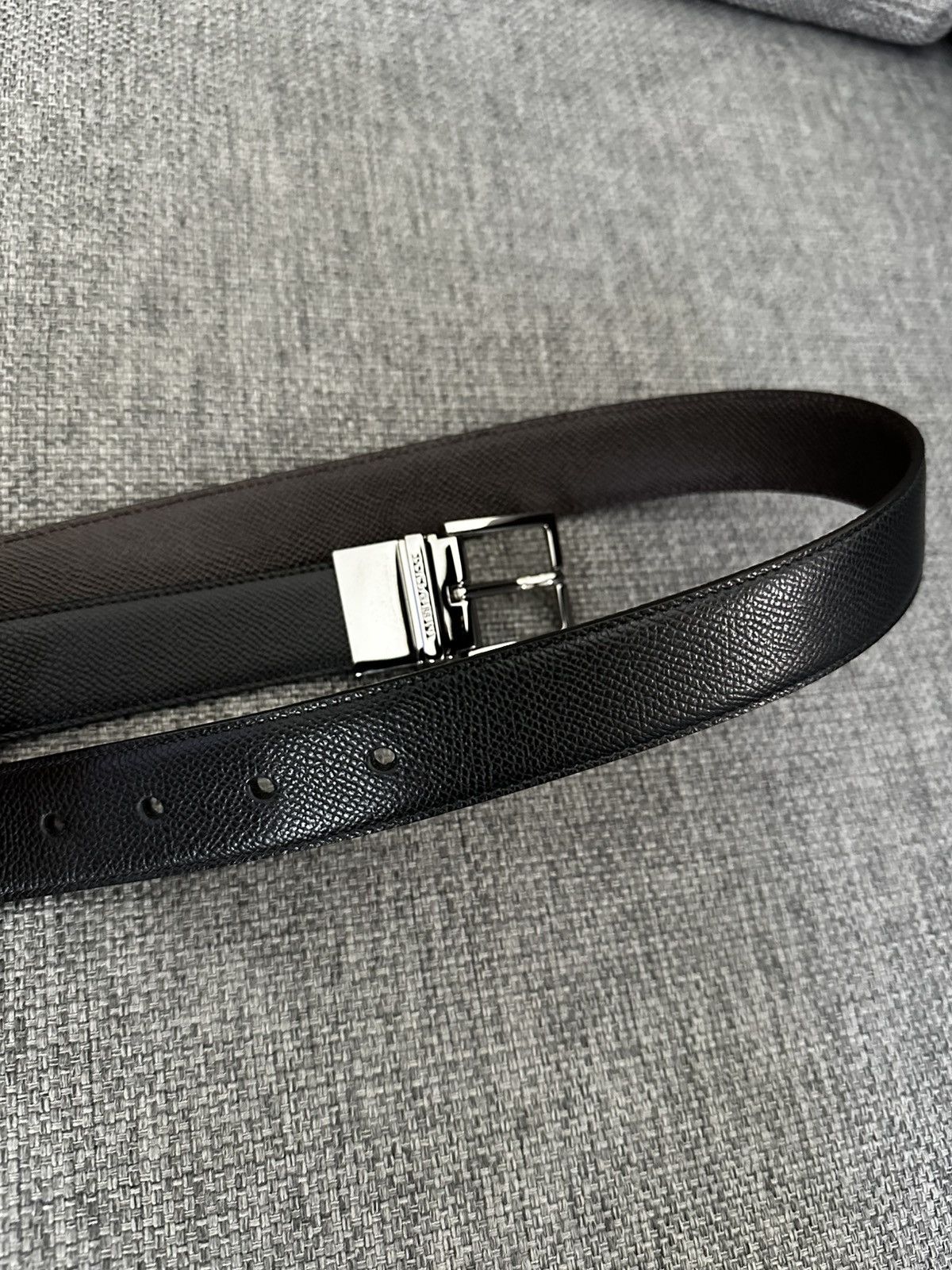 Reversible square buckle belt in textured leather